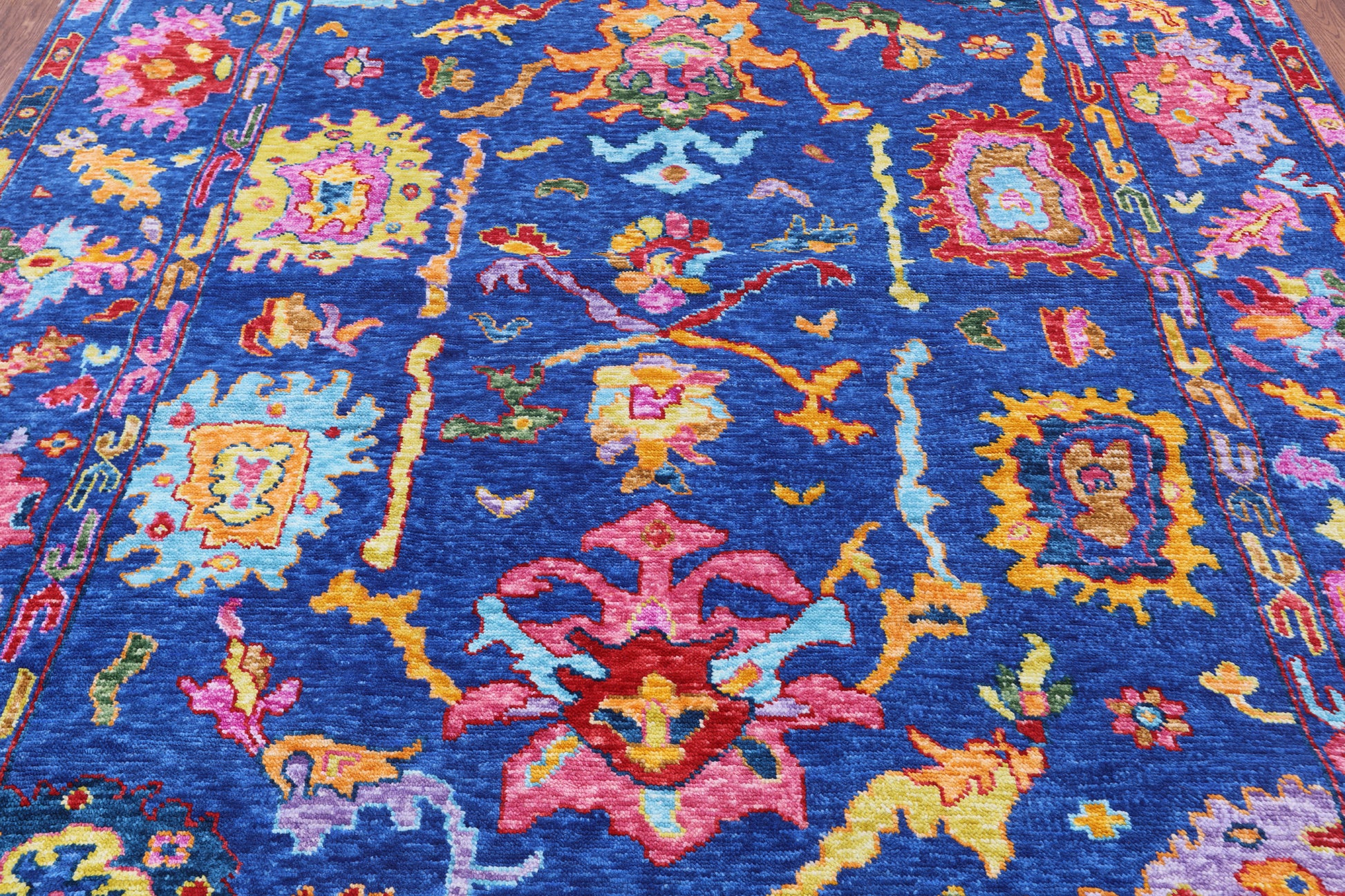 Blue Turkish Oushak Hand Knotted Wool Rug - 8' 2" X 9' 9" - Golden Nile