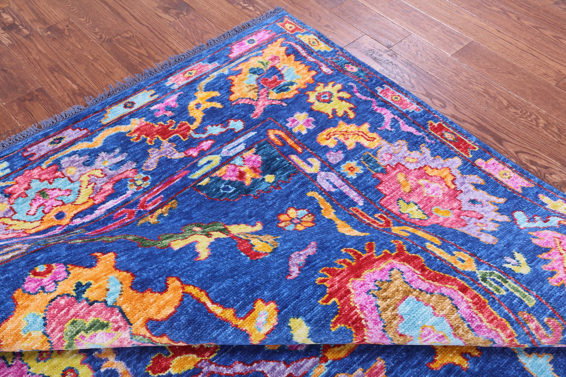 Blue Turkish Oushak Hand Knotted Wool Rug - 8' 2" X 9' 9" - Golden Nile