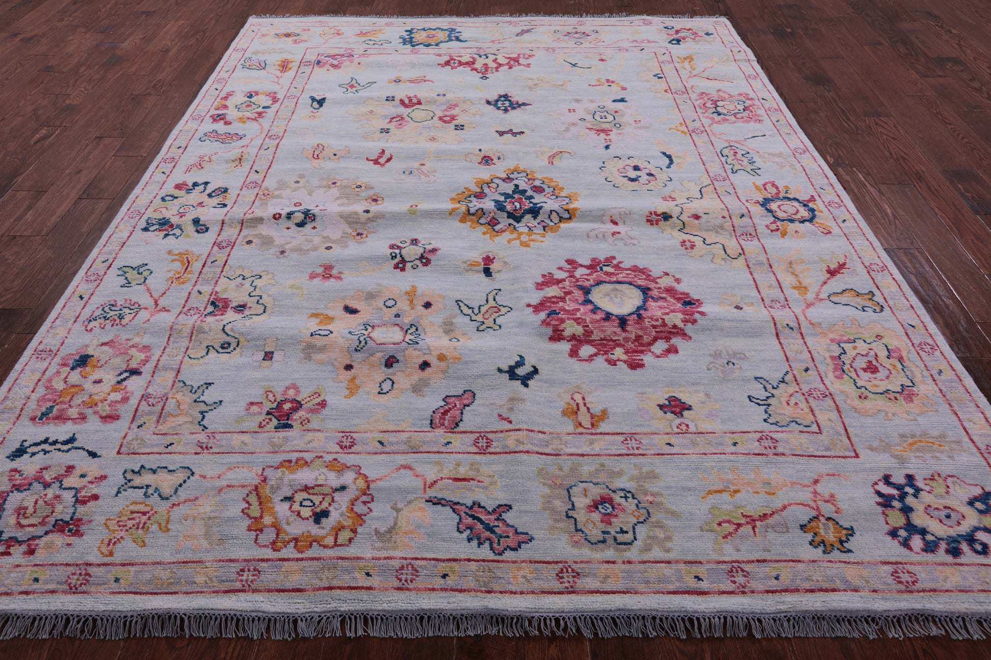 Grey Turkish Oushak Hand Knotted Wool Rug - 8' 2" X 10' 1" - Golden Nile