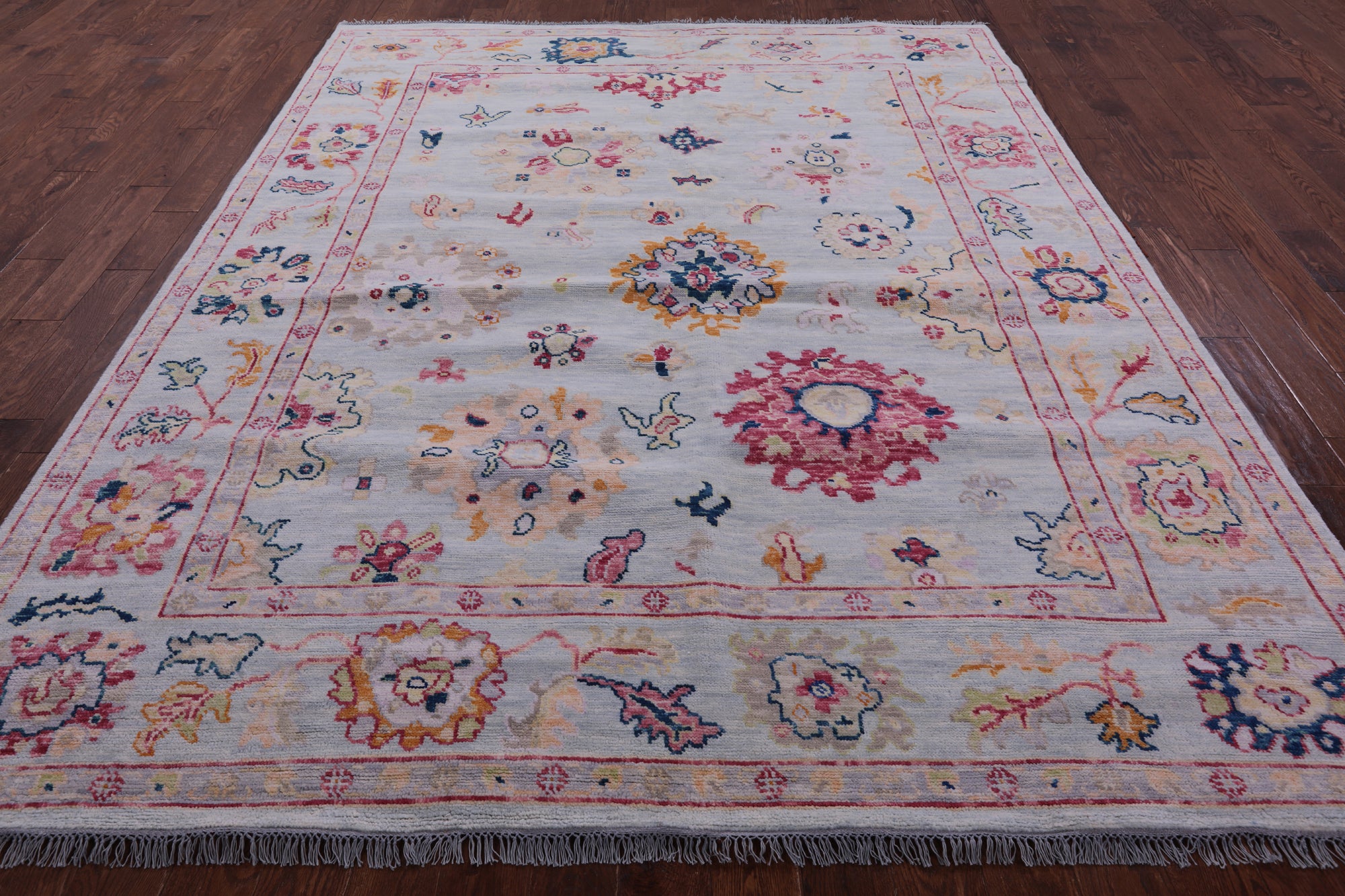 Grey Turkish Oushak Hand Knotted Wool Rug - 8' 2" X 10' 1" - Golden Nile