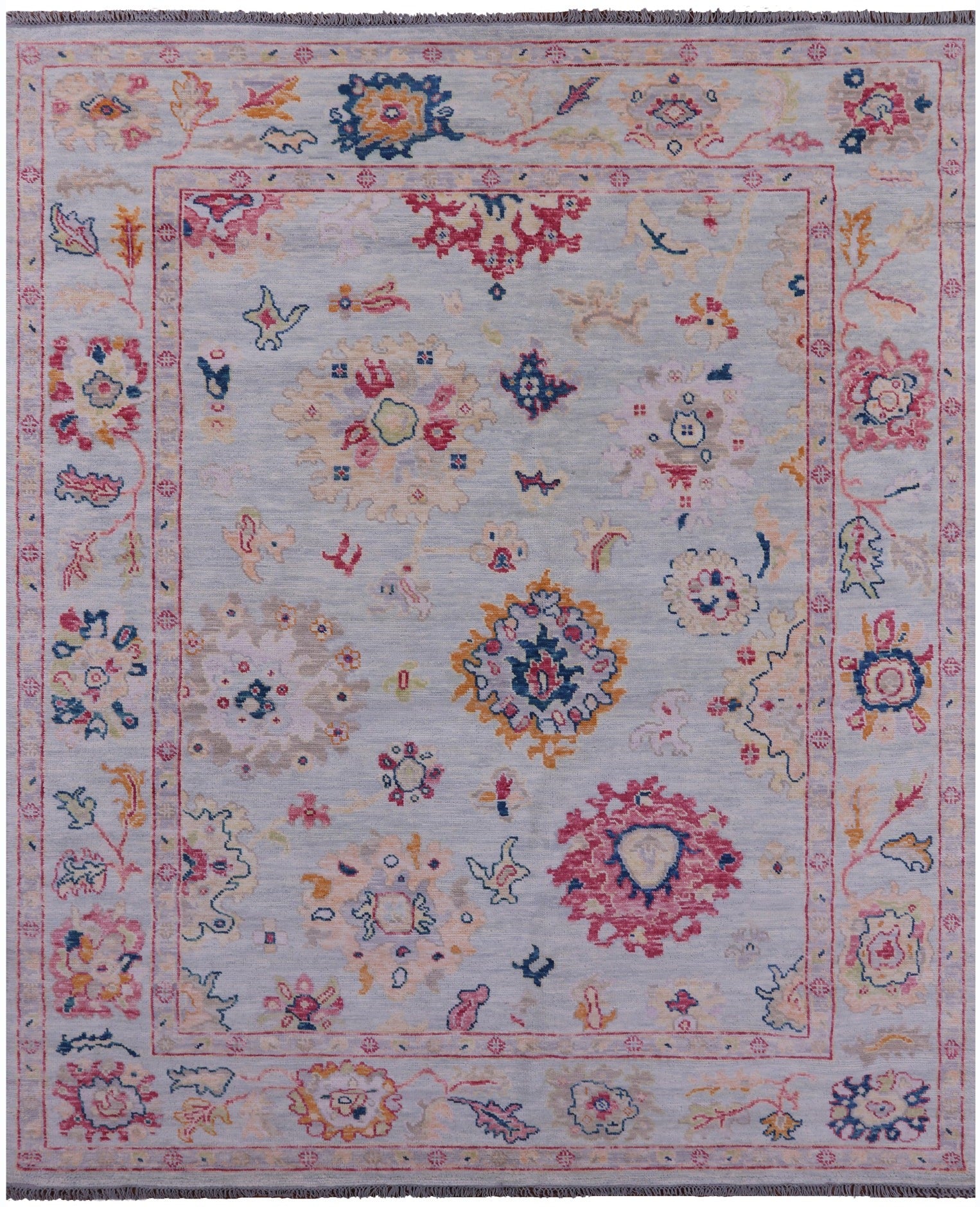 Grey Turkish Oushak Hand Knotted Wool Rug - 8' 2" X 10' 1" - Golden Nile
