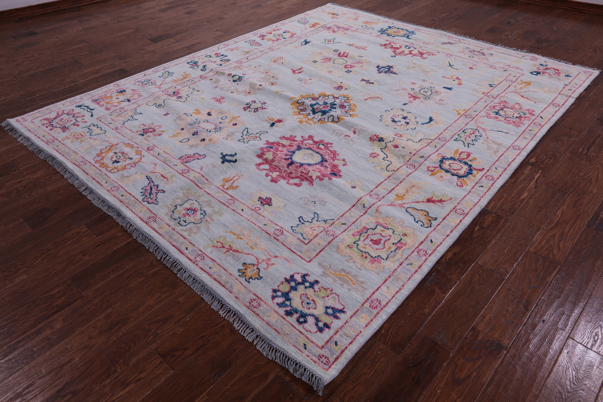 Grey Turkish Oushak Hand Knotted Wool Rug - 8' 2" X 10' 1" - Golden Nile