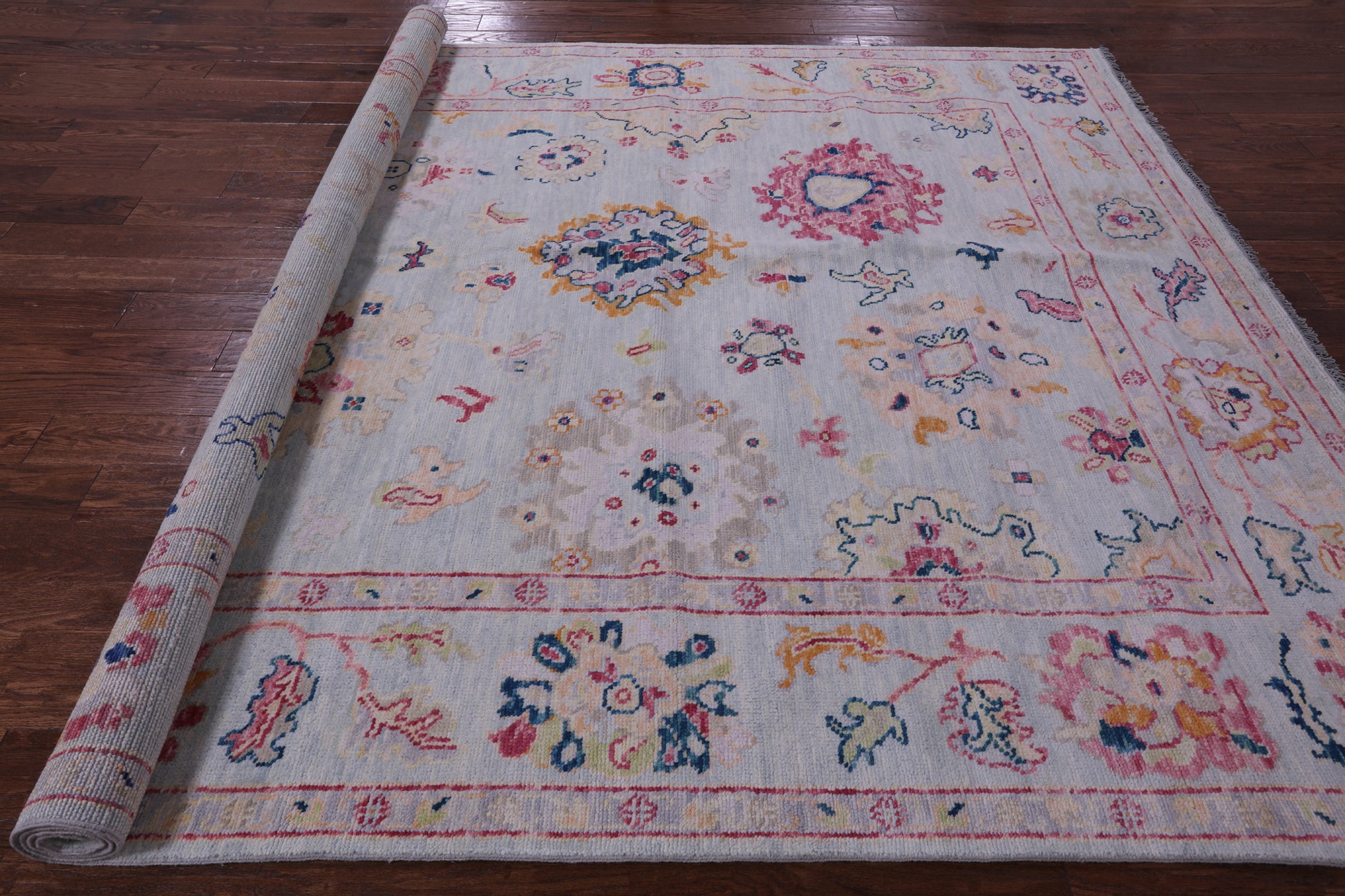 Grey Turkish Oushak Hand Knotted Wool Rug - 8' 2" X 10' 1" - Golden Nile