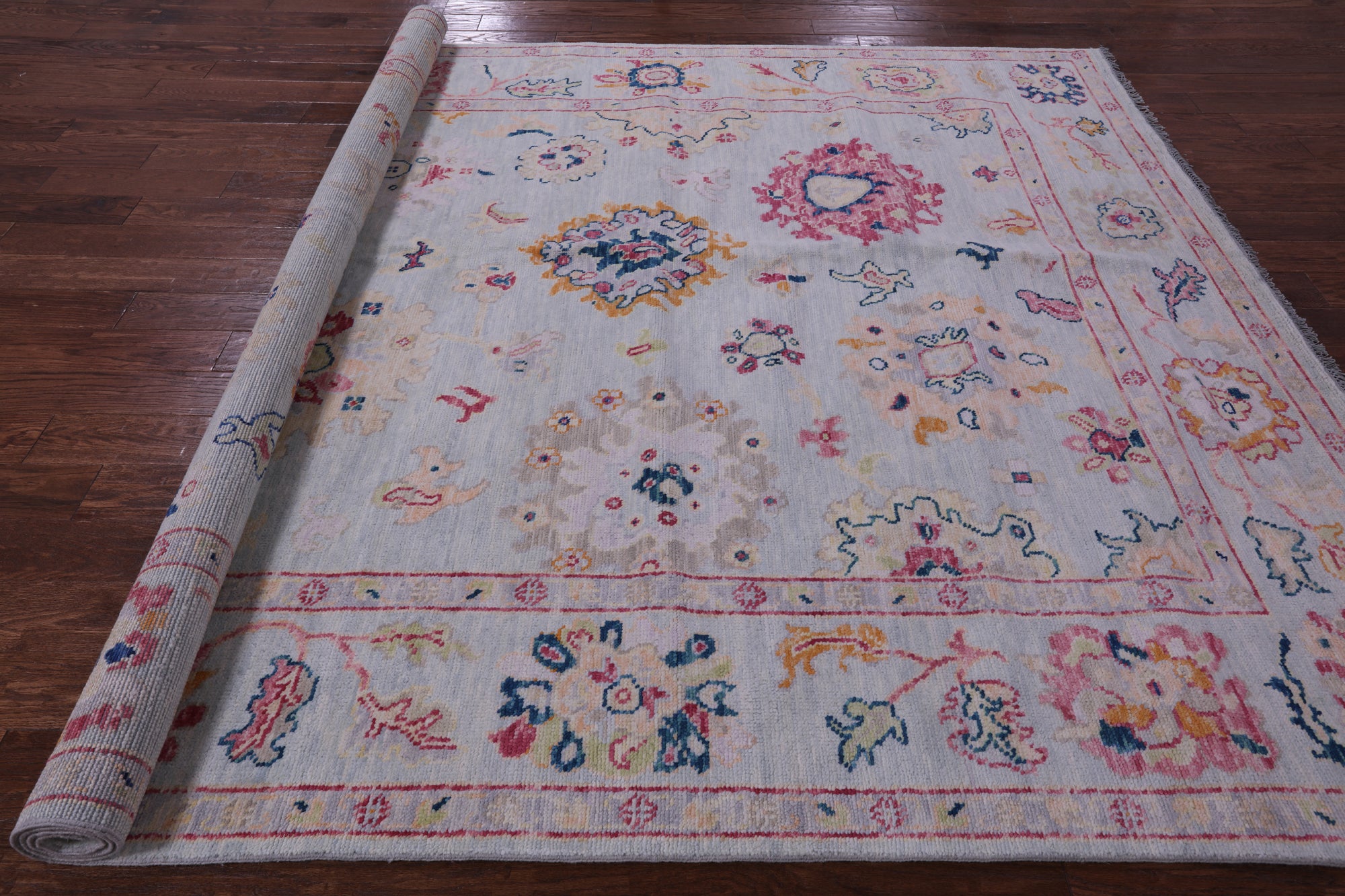 Grey Turkish Oushak Hand Knotted Wool Rug - 8' 2" X 10' 1" - Golden Nile