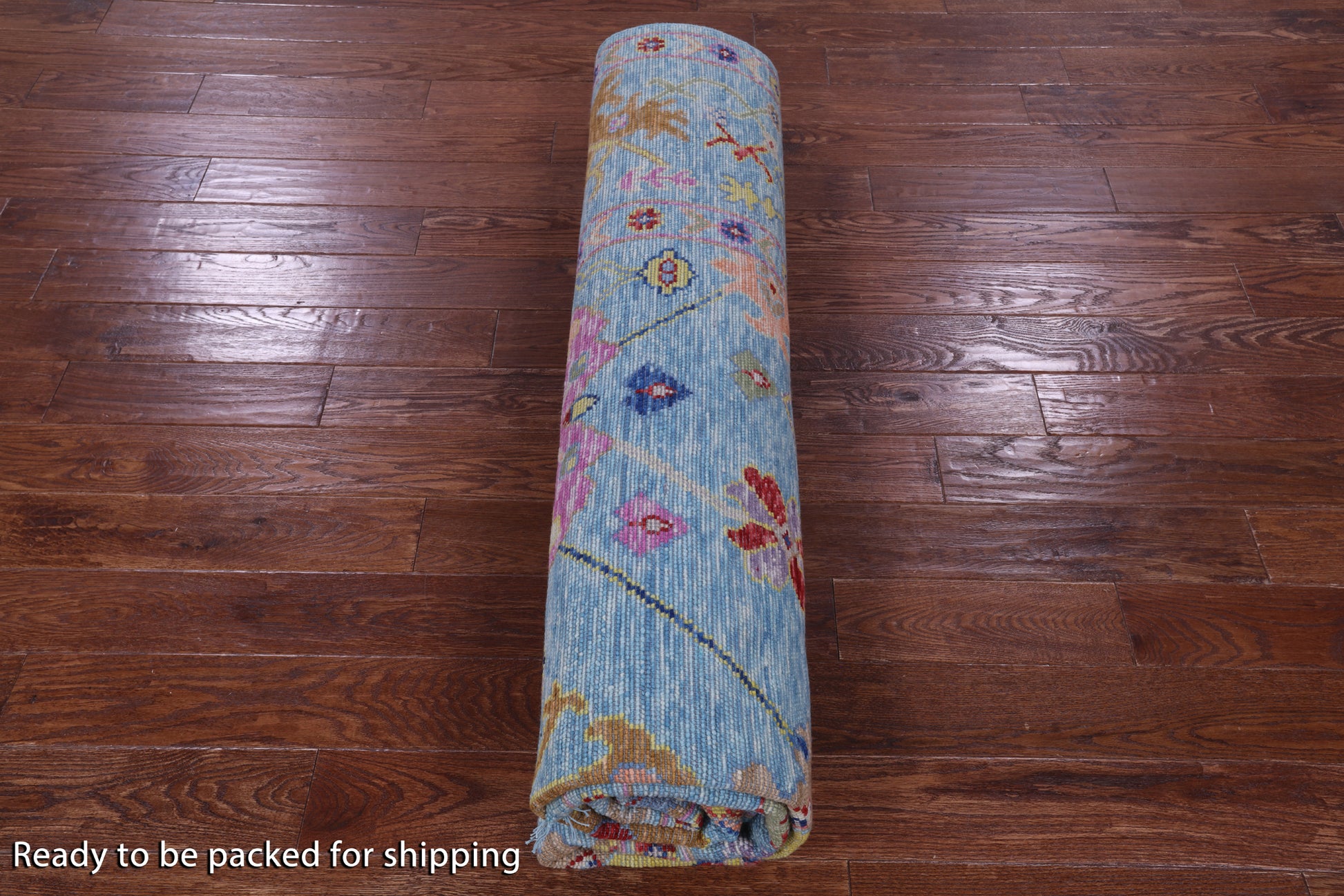 Blue Square Turkish Oushak Hand Knotted Wool Rug - 8' 11" X 9' 3" - Golden Nile