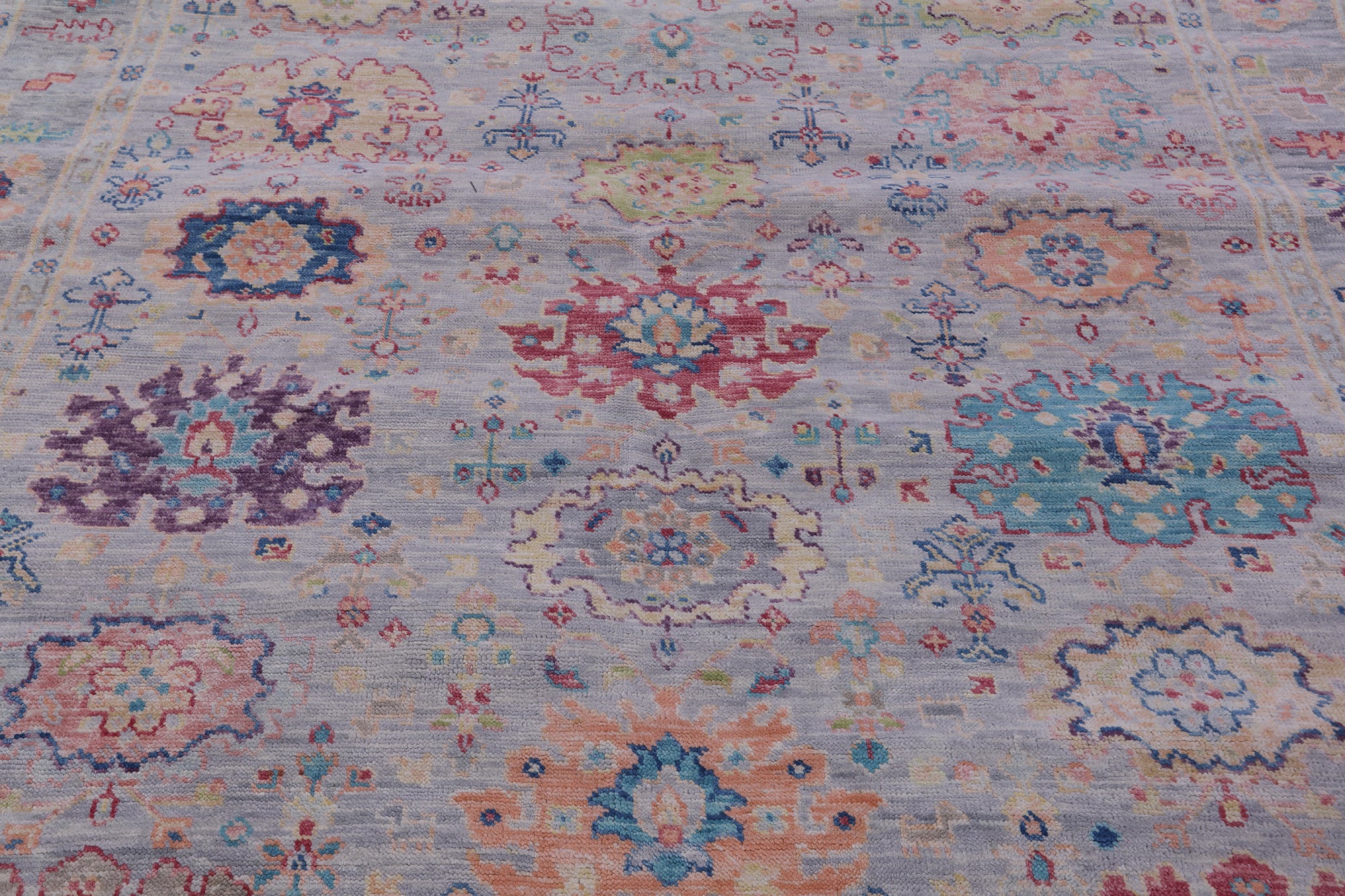 Grey Square Turkish Oushak Hand Knotted Wool Rug - 7' 11" X 8' 2" - Golden Nile