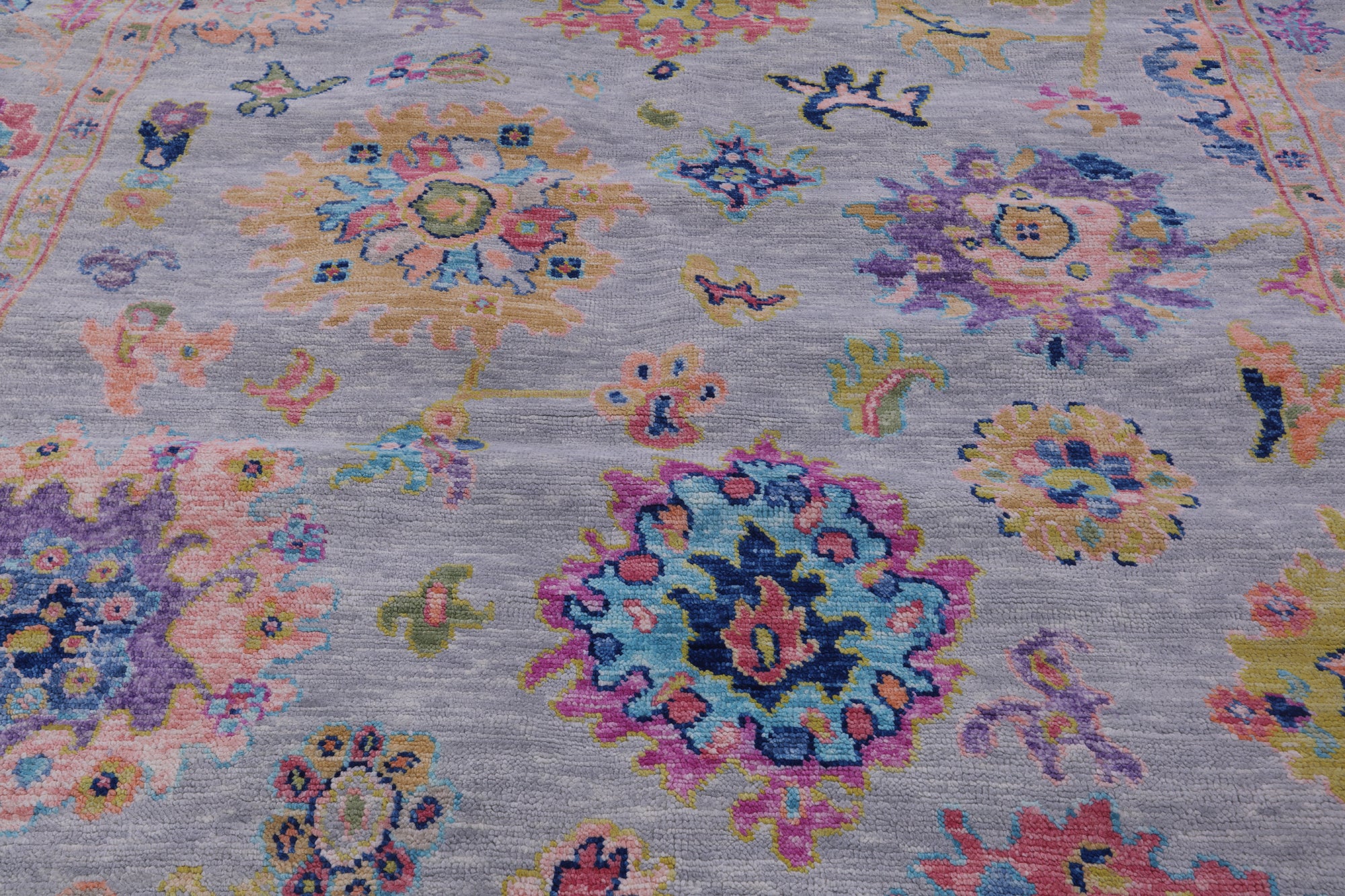 Grey Square Turkish Oushak Hand Knotted Wool Rug - 8' 0" X 8' 2" - Golden Nile