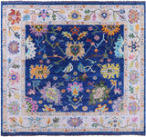 Blue Square Turkish Oushak Hand Knotted Wool Rug - 8' 5" X 9' 3" - Golden Nile