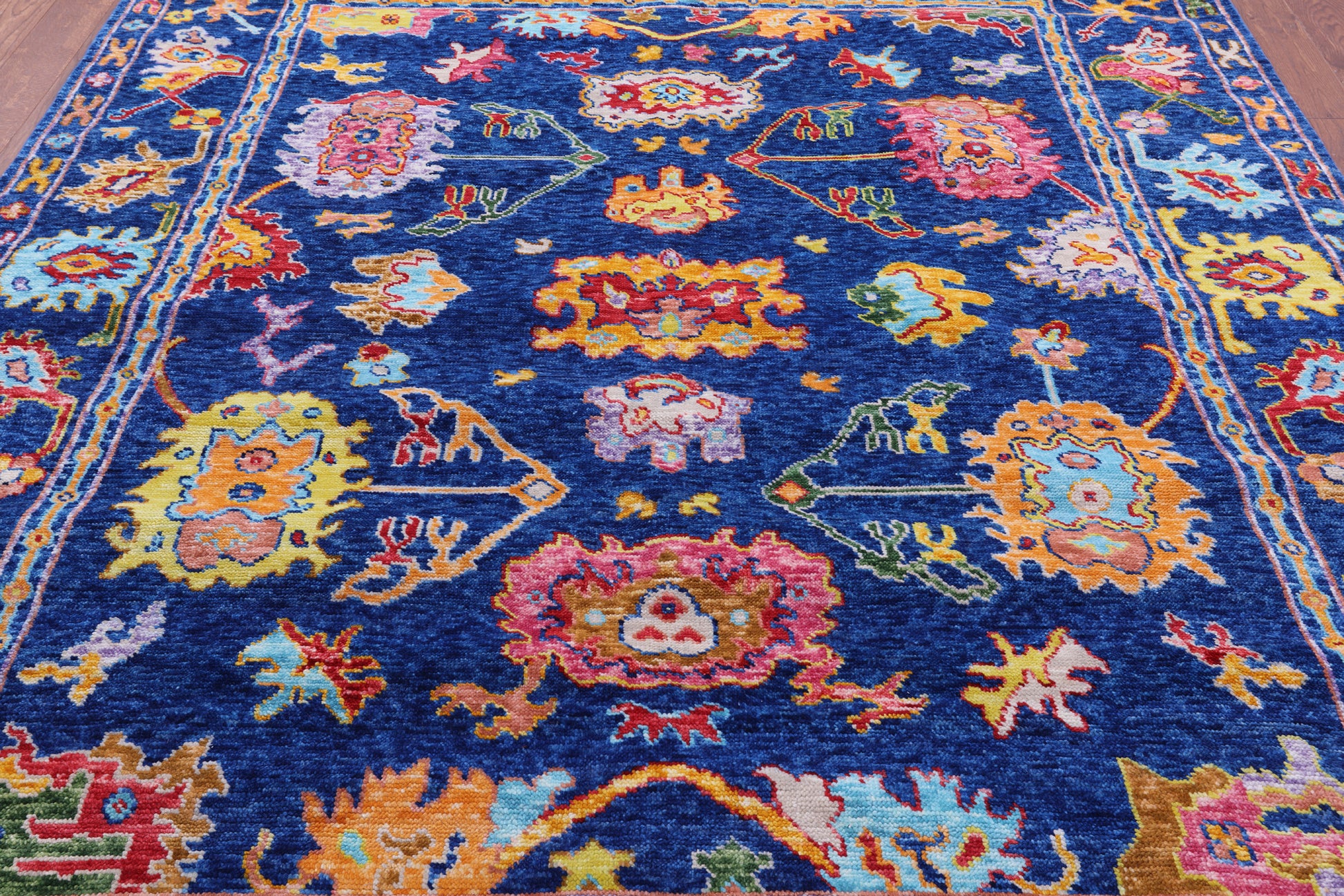 Blue Turkish Oushak Hand Knotted Wool Rug - 8' 3" X 9' 11" - Golden Nile