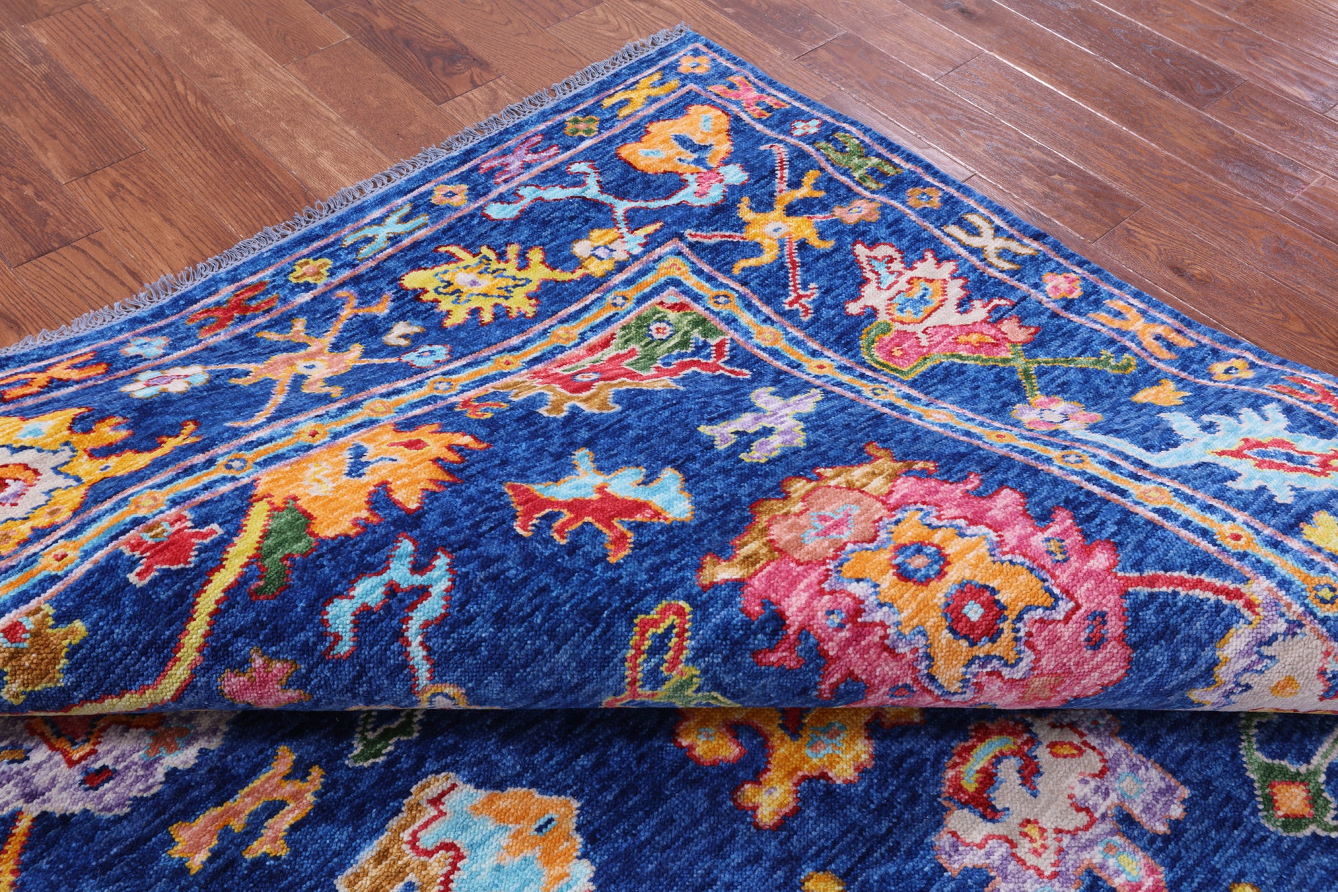 Blue Turkish Oushak Hand Knotted Wool Rug - 8' 3" X 9' 11" - Golden Nile