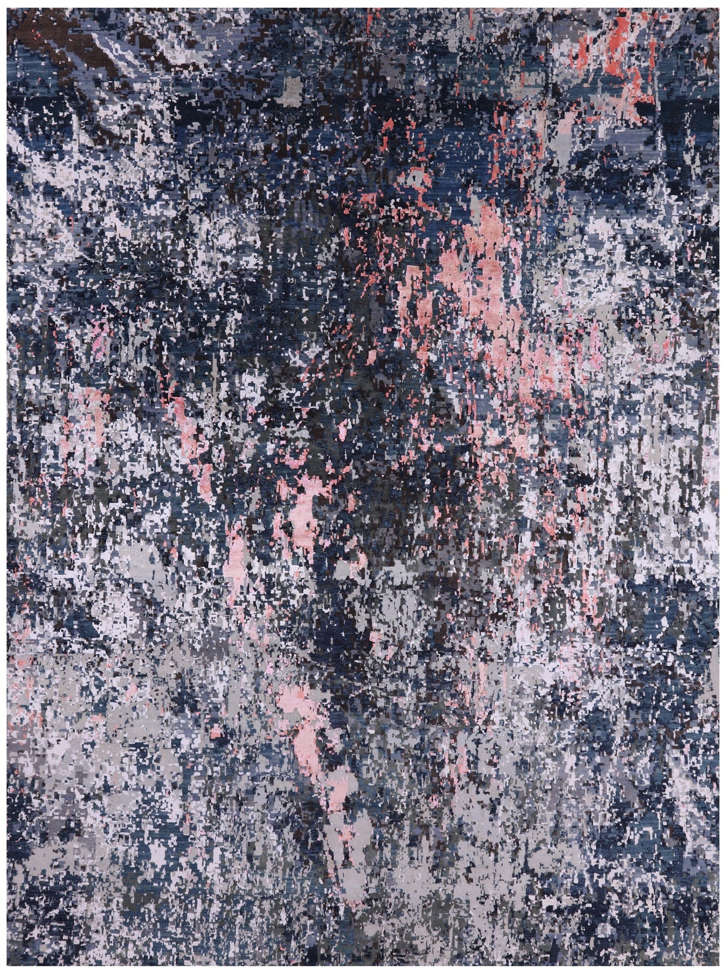 Abstract Contemporary Hand Knotted Wool & Silk Rug - 9' 1" X 12' 1" - Golden Nile