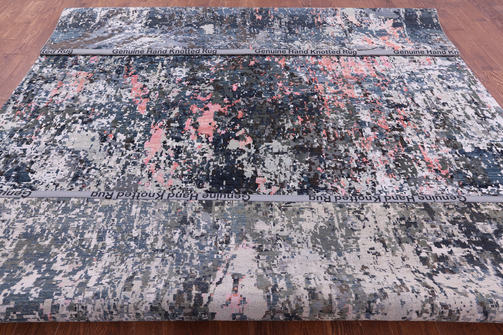 Abstract Contemporary Hand Knotted Wool & Silk Rug - 9' 1" X 12' 1" - Golden Nile