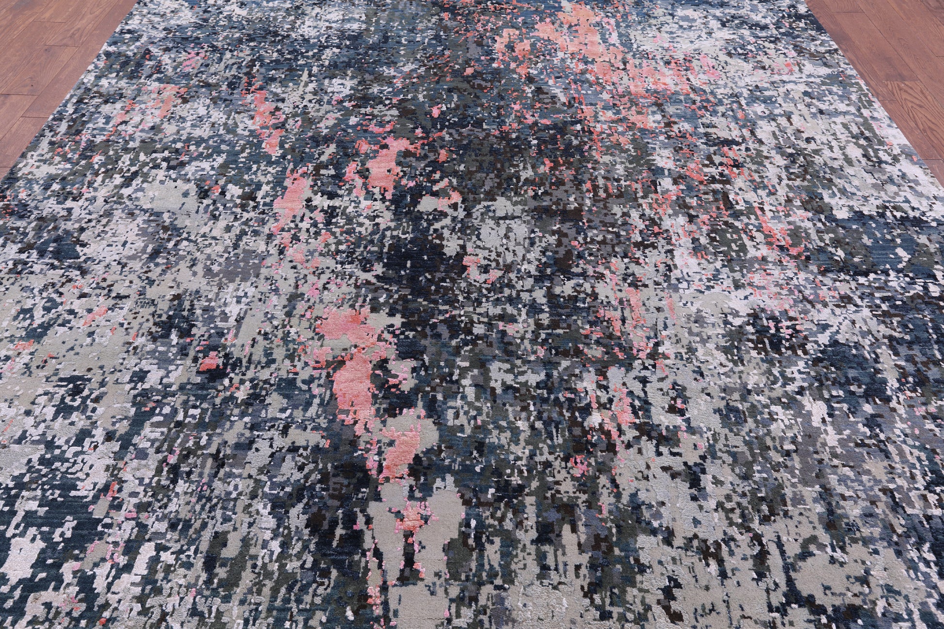 Abstract Contemporary Hand Knotted Wool & Silk Rug - 9' 1" X 12' 1" - Golden Nile