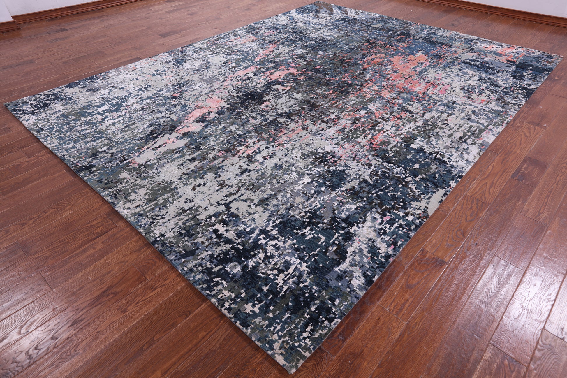 Abstract Contemporary Hand Knotted Wool & Silk Rug - 9' 1" X 12' 1" - Golden Nile