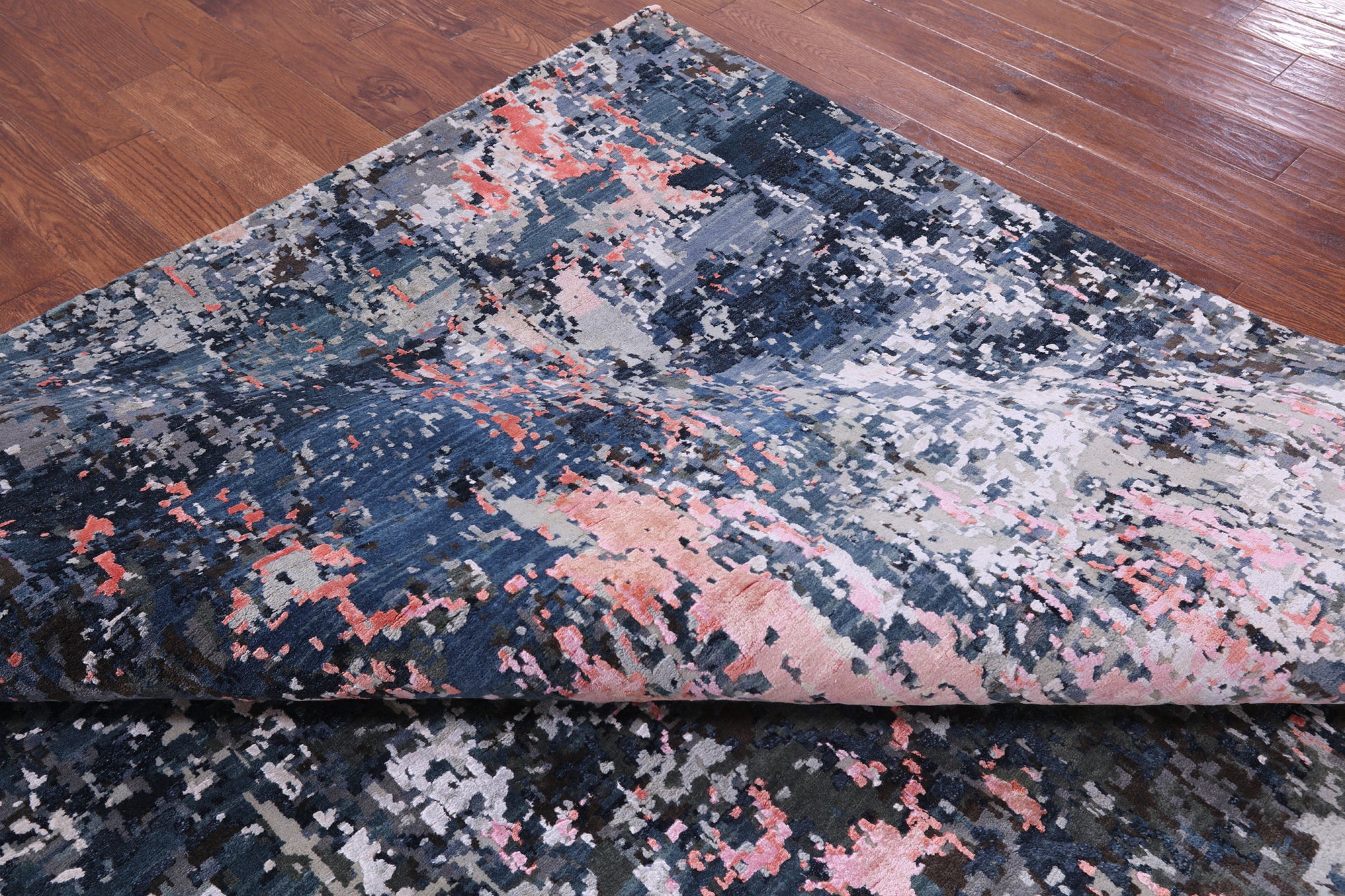 Abstract Contemporary Hand Knotted Wool & Silk Rug - 9' 1" X 12' 1" - Golden Nile