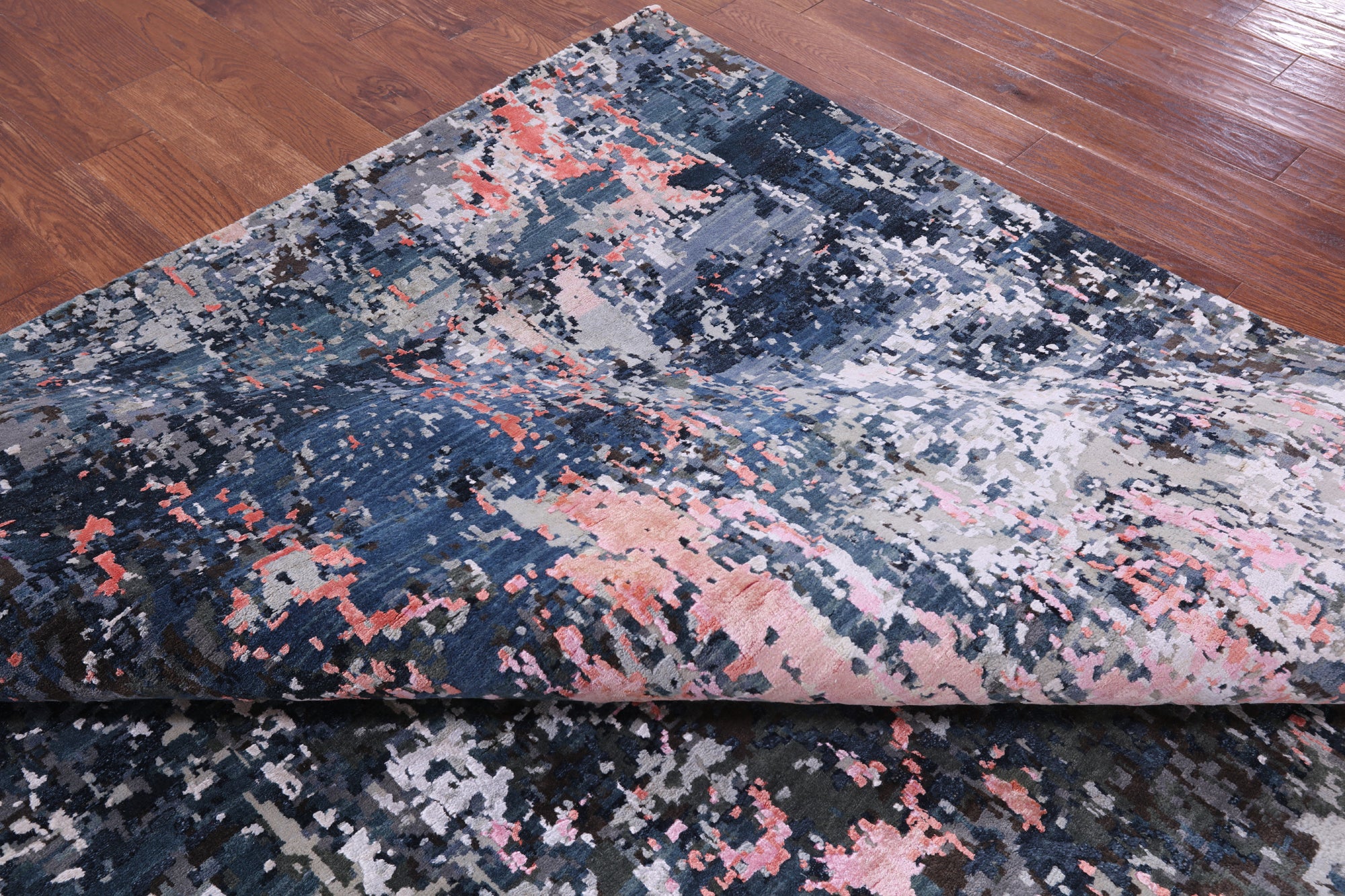 Abstract Contemporary Hand Knotted Wool & Silk Rug - 9' 1" X 12' 1" - Golden Nile