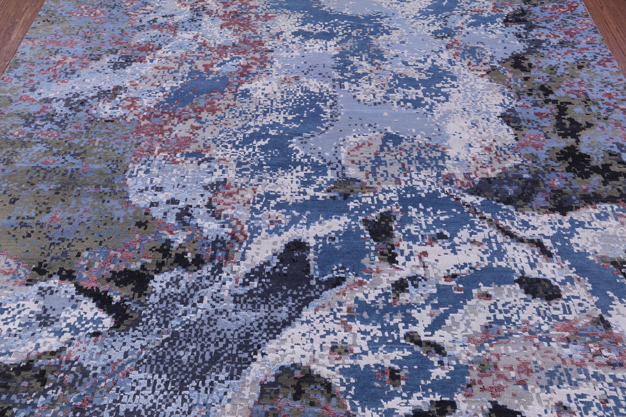 Abstract Contemporary Hand Knotted Wool & Silk Rug - 8' 1" X 10' 1" - Golden Nile