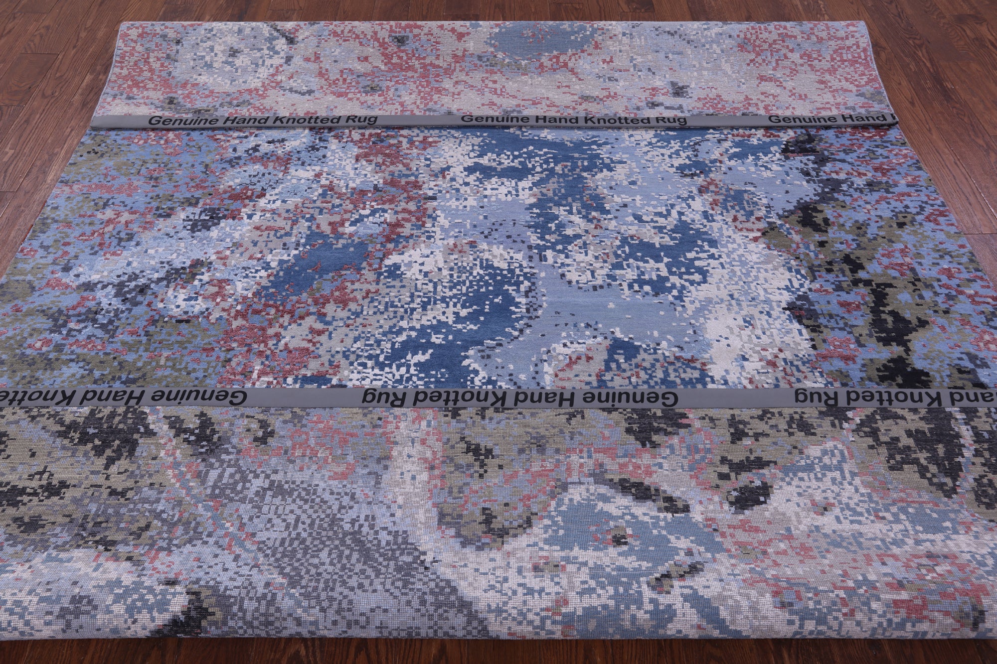 Abstract Contemporary Hand Knotted Wool & Silk Rug - 8' 1" X 10' 1" - Golden Nile