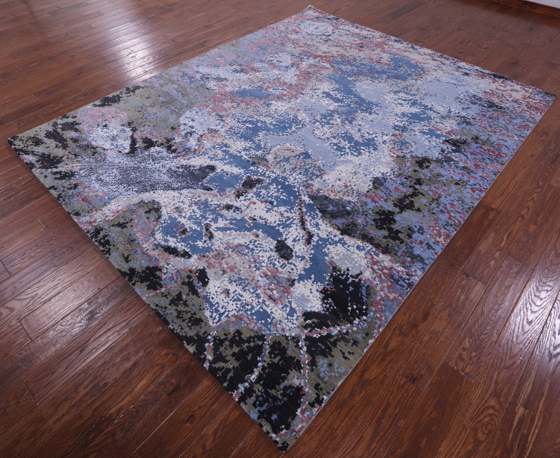 Abstract Contemporary Hand Knotted Wool & Silk Rug - 8' 1" X 10' 1" - Golden Nile