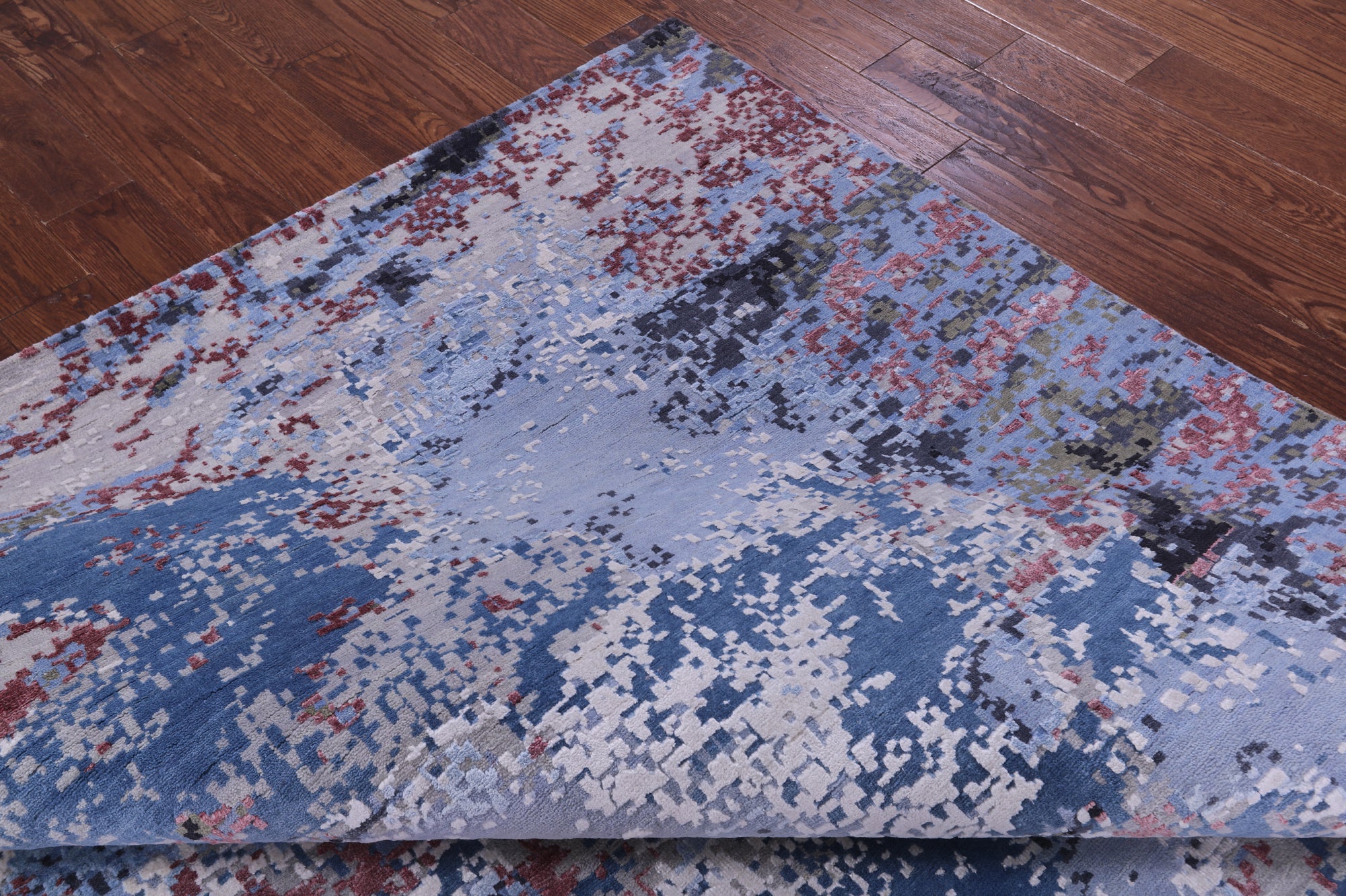 Abstract Contemporary Hand Knotted Wool & Silk Rug - 8' 1" X 10' 1" - Golden Nile