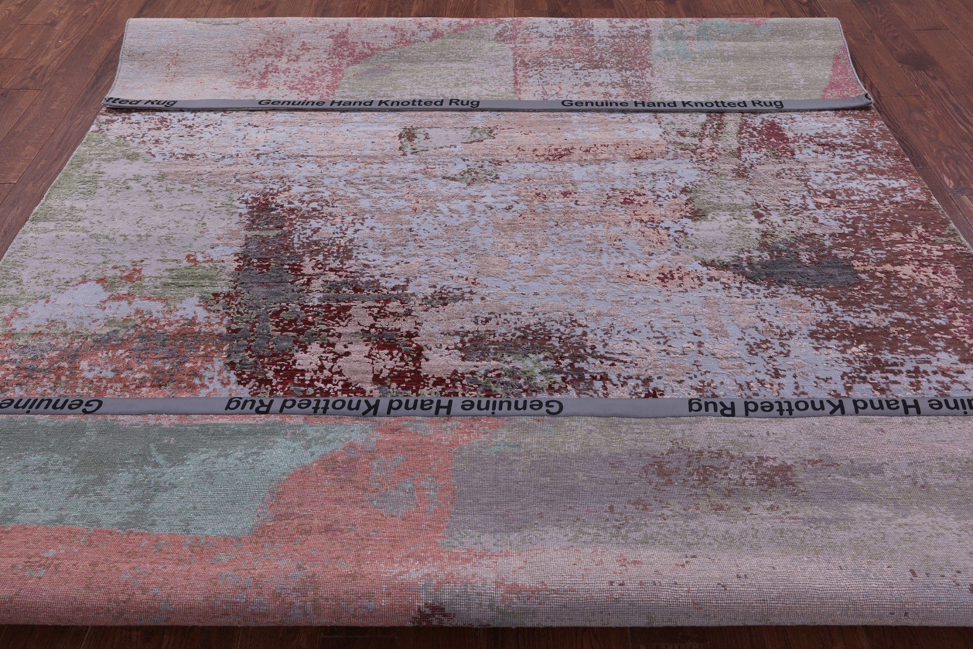 Abstract Contemporary Hand Knotted Wool & Silk Rug - 7' 10" X 10' 0" - Golden Nile