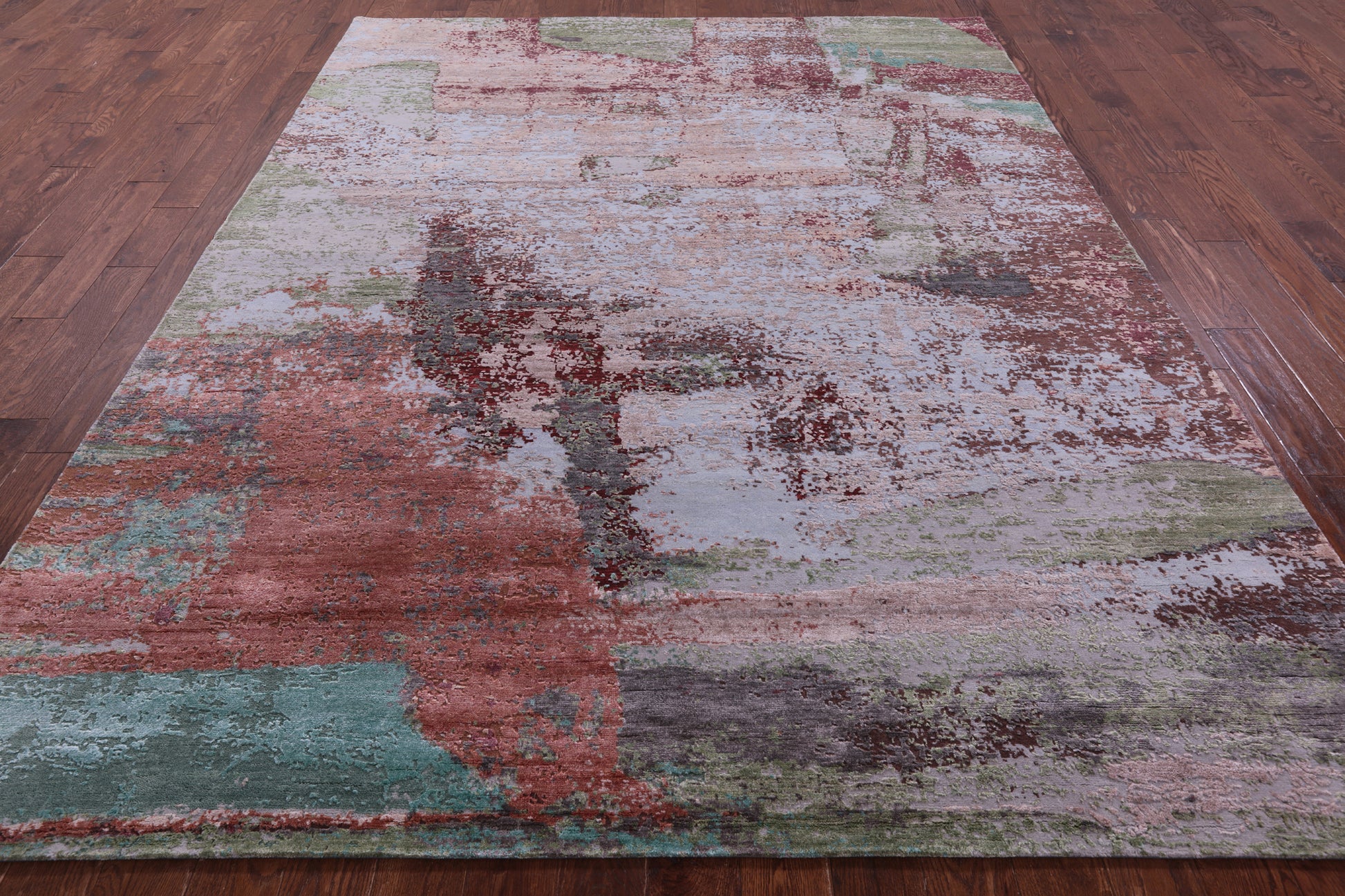 Abstract Contemporary Hand Knotted Wool & Silk Rug - 7' 10" X 10' 0" - Golden Nile