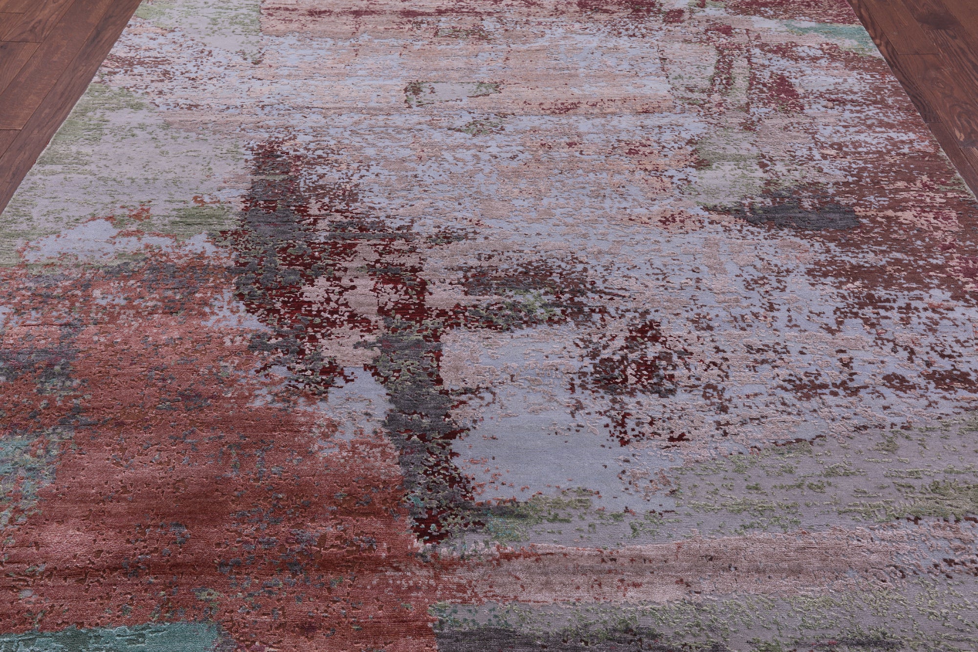 Abstract Contemporary Hand Knotted Wool & Silk Rug - 7' 10" X 10' 0" - Golden Nile