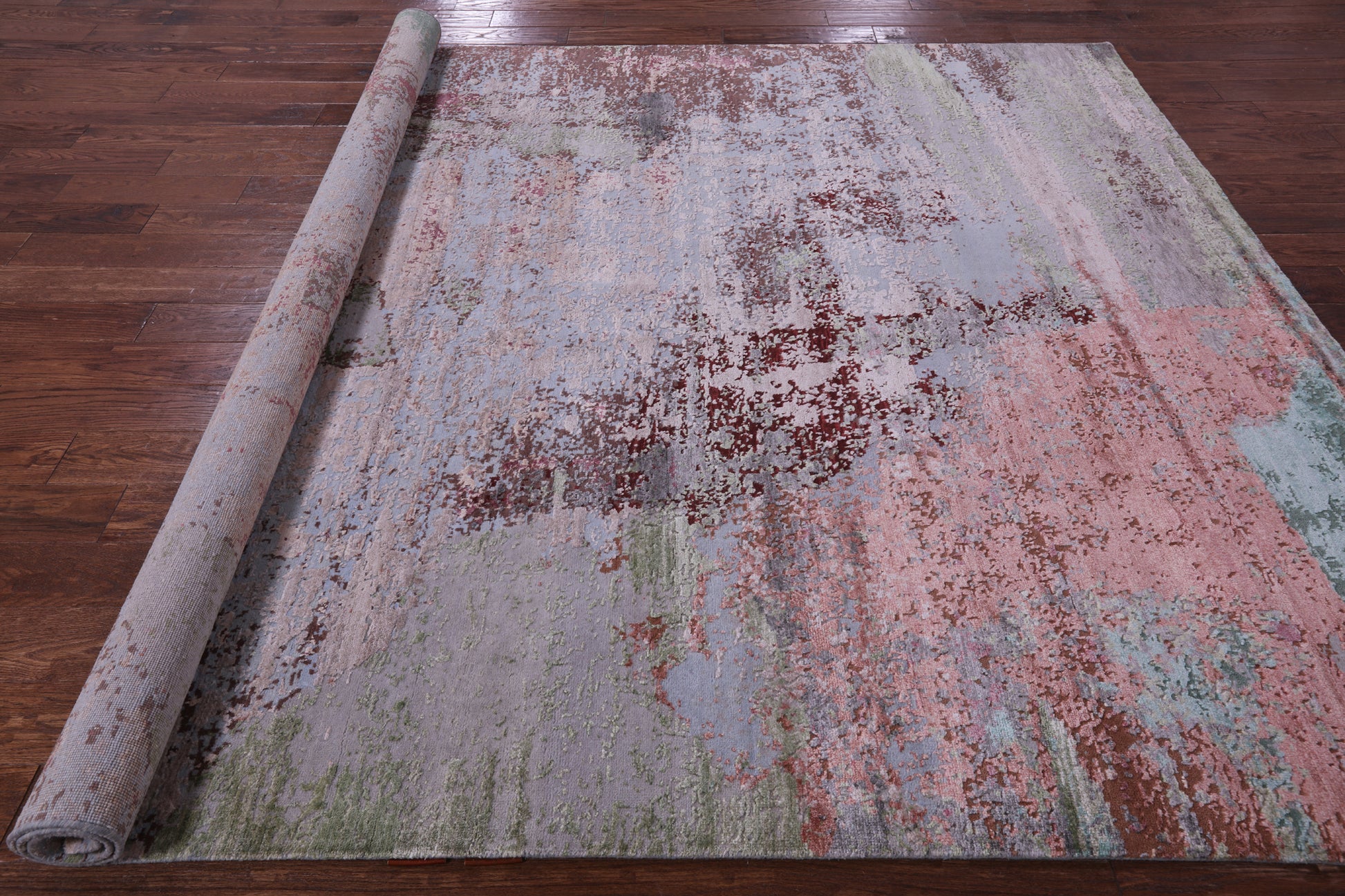Abstract Contemporary Hand Knotted Wool & Silk Rug - 7' 10" X 10' 0" - Golden Nile