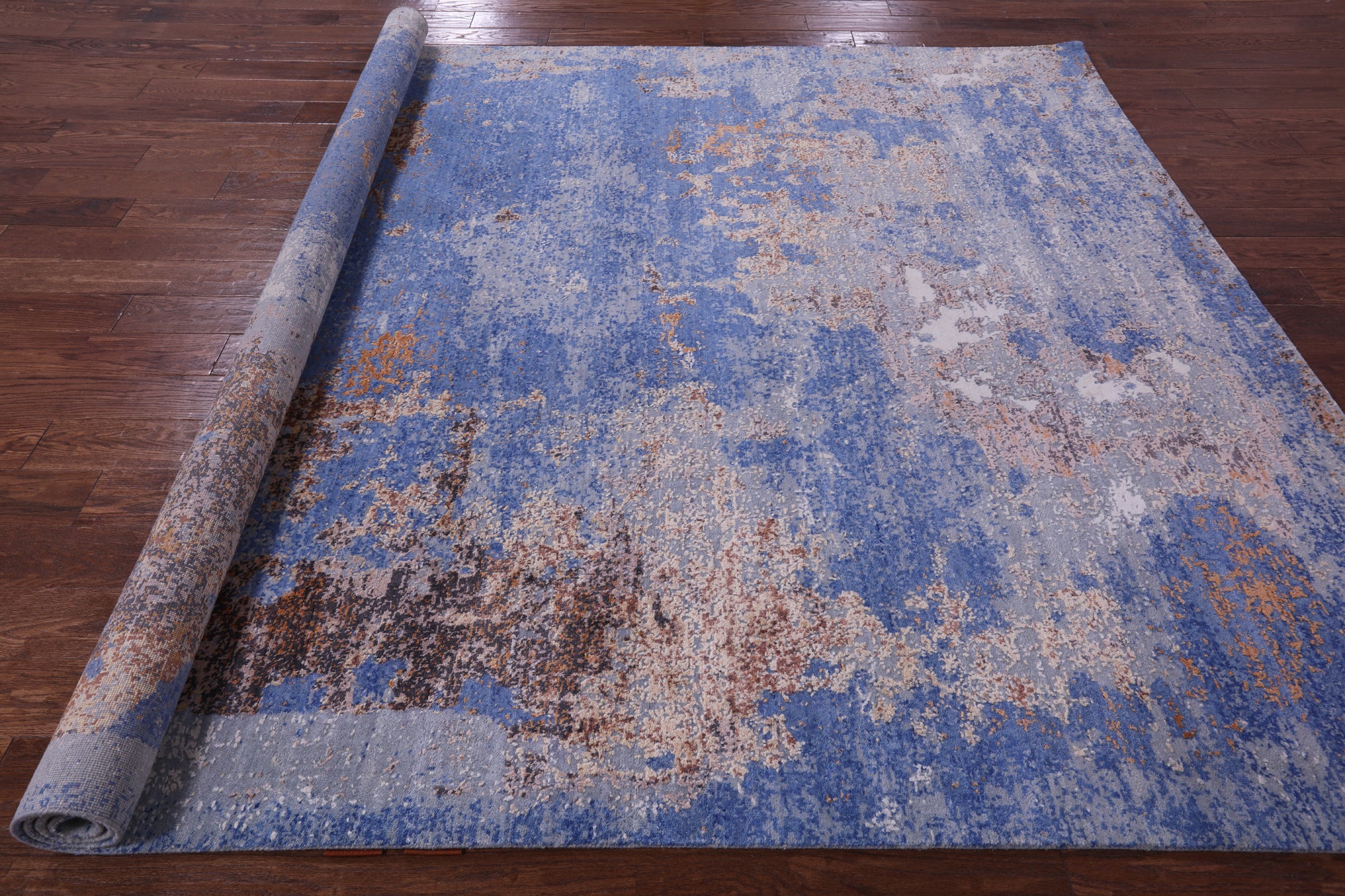 Abstract Contemporary Hand Knotted Wool & Silk Rug - 7' 11" X 10' 0" - Golden Nile