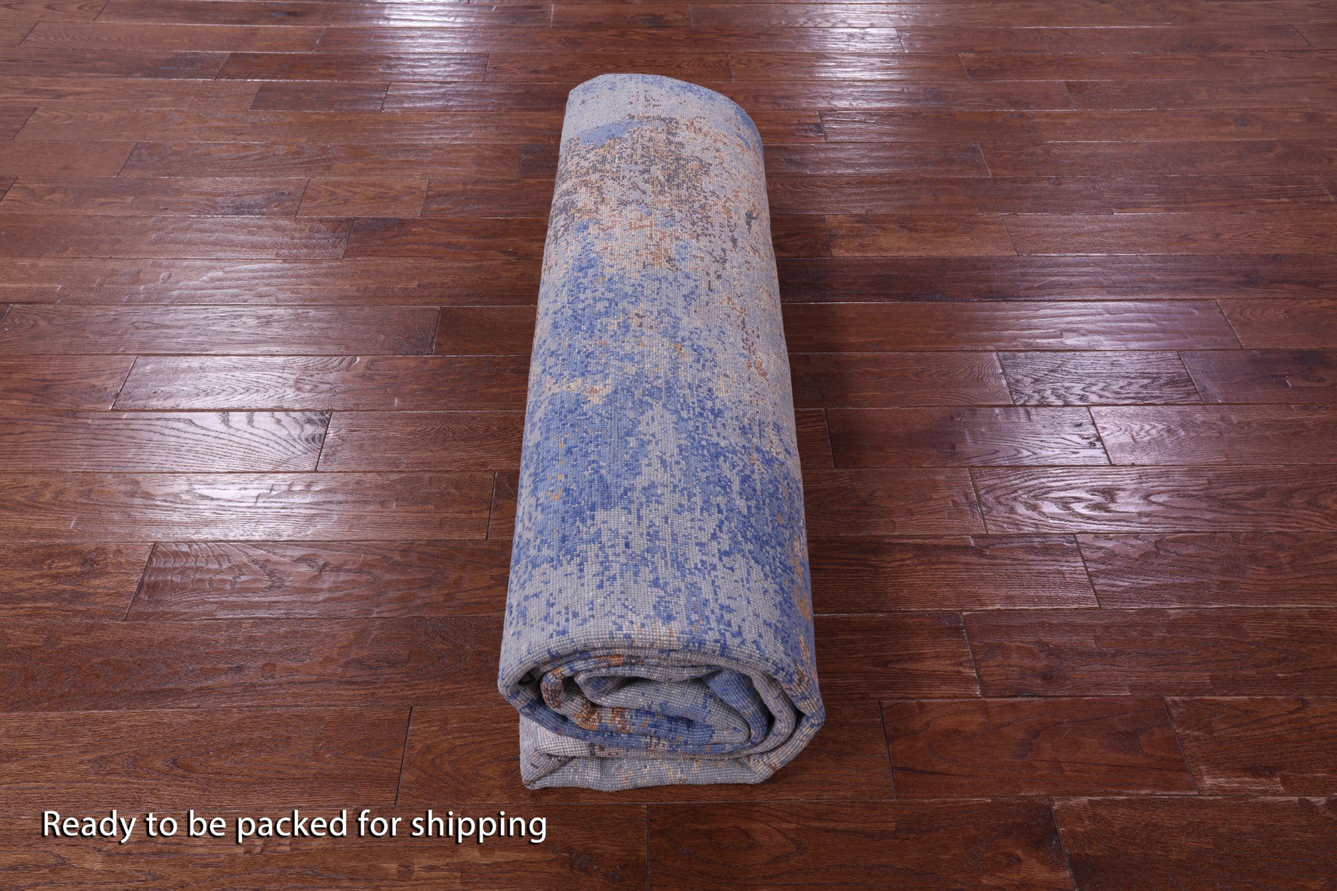 Abstract Contemporary Hand Knotted Wool & Silk Rug - 7' 11" X 10' 0" - Golden Nile