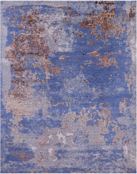 Abstract Contemporary Hand Knotted Wool & Silk Rug - 7' 11" X 10' 0" - Golden Nile