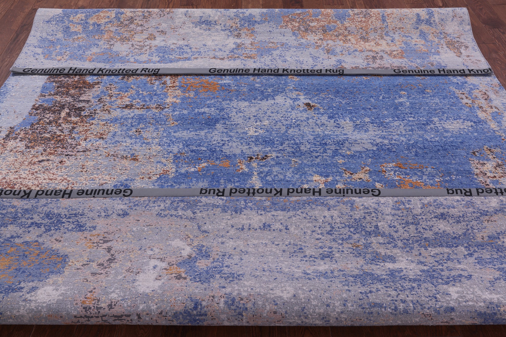 Abstract Contemporary Hand Knotted Wool & Silk Rug - 7' 11" X 10' 0" - Golden Nile