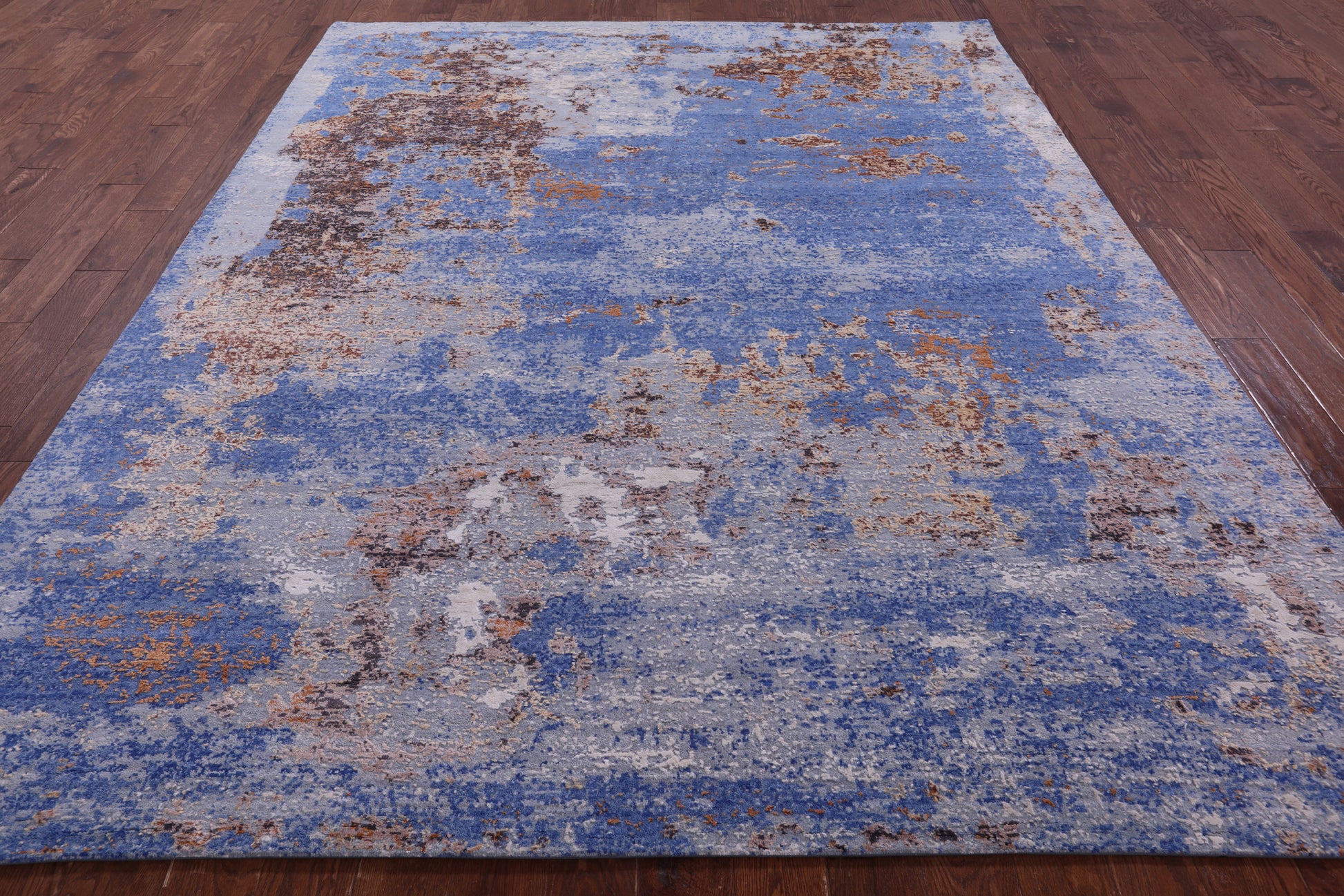 Abstract Contemporary Hand Knotted Wool & Silk Rug - 7' 11" X 10' 0" - Golden Nile