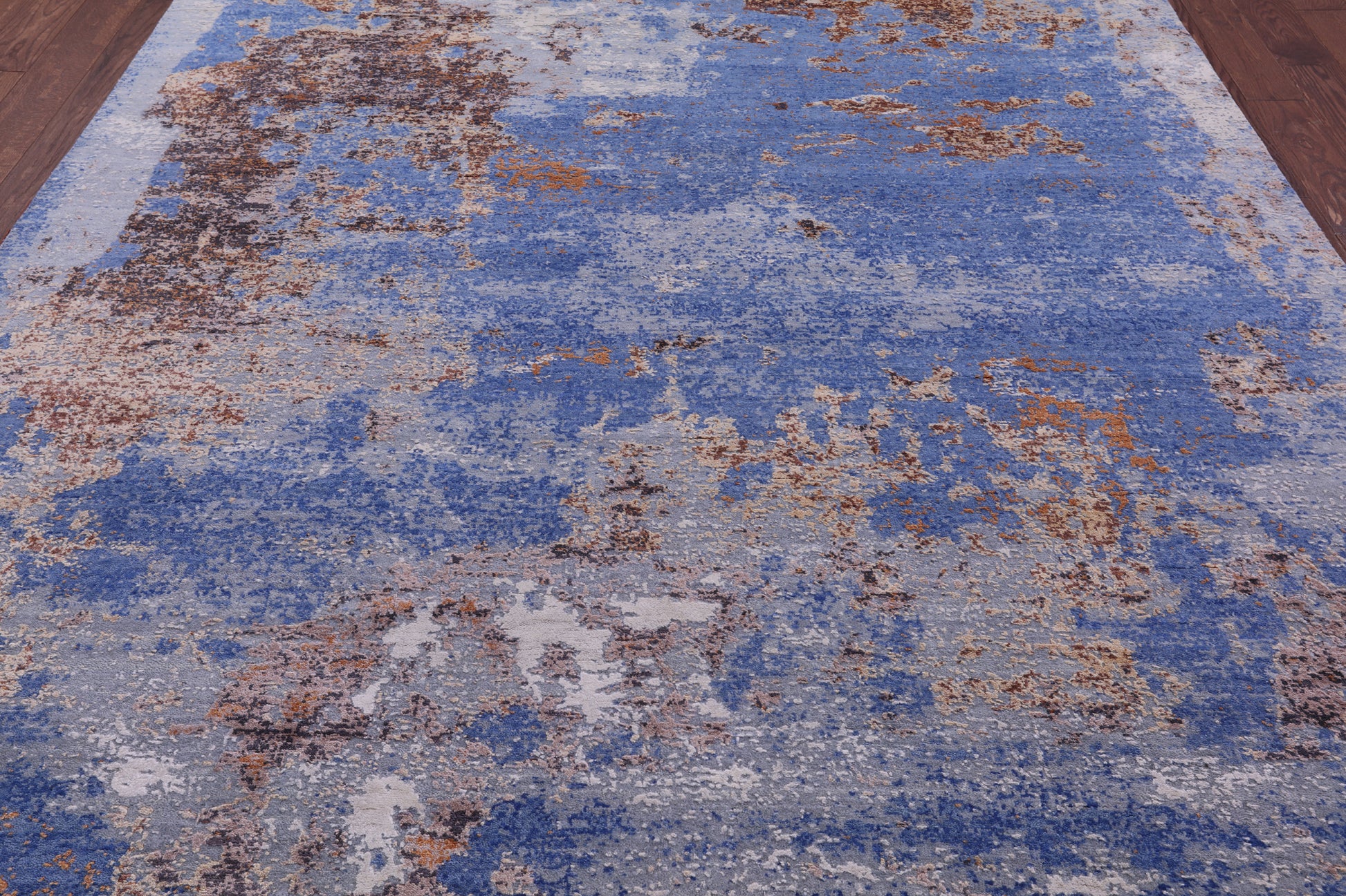 Abstract Contemporary Hand Knotted Wool & Silk Rug - 7' 11" X 10' 0" - Golden Nile