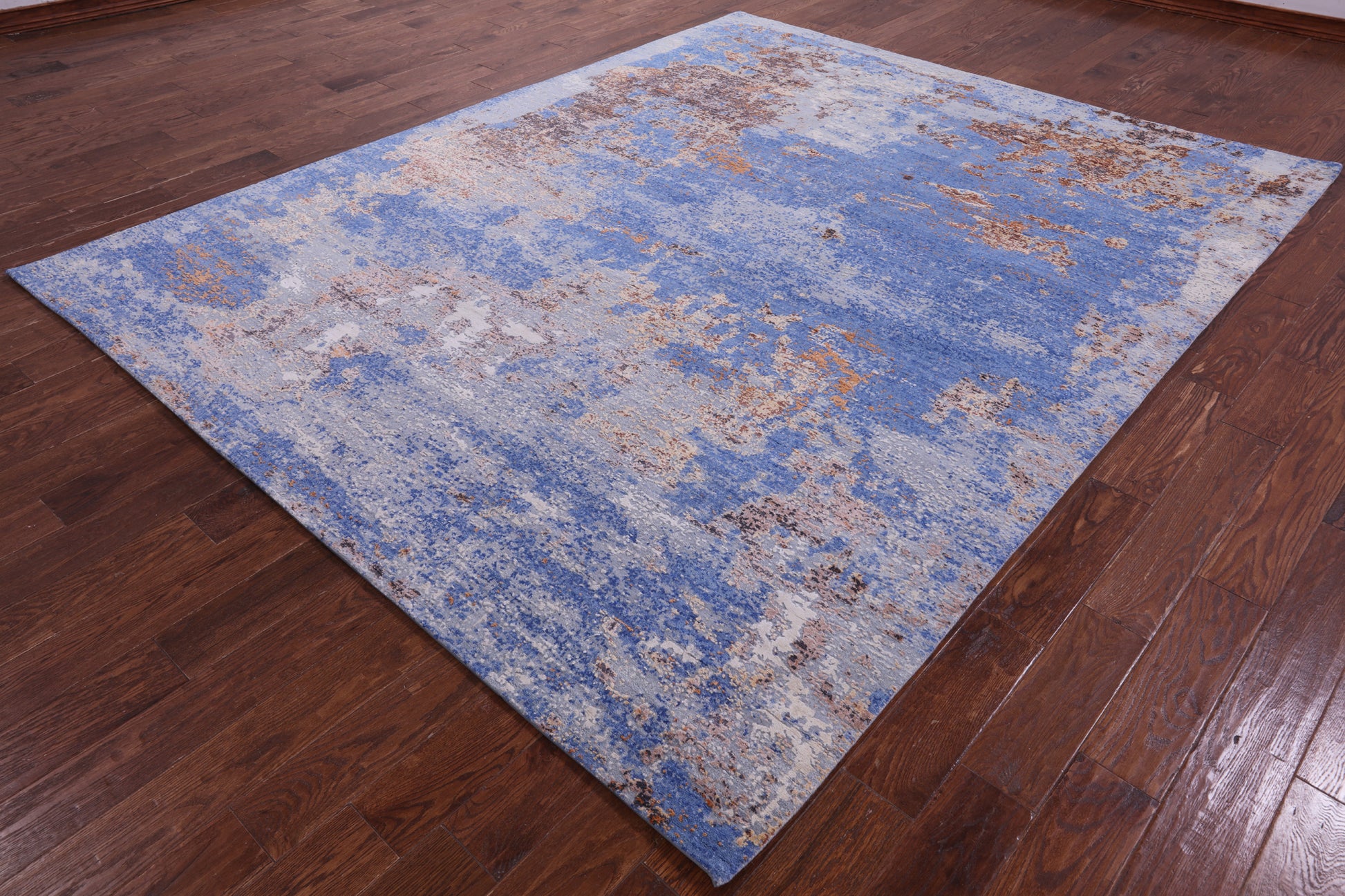 Abstract Contemporary Hand Knotted Wool & Silk Rug - 7' 11" X 10' 0" - Golden Nile