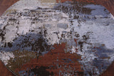 Round Abstract Contemporary Hand Knotted Wool & Silk Rug - 5' 2" X 5' 2" - Golden Nile