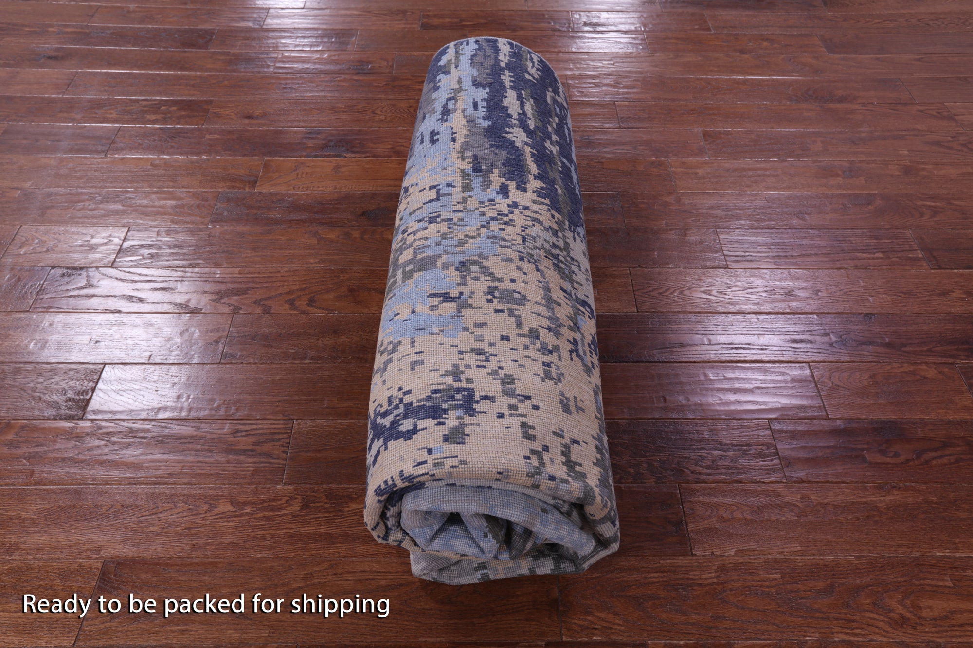 Round Abstract Contemporary Hand Knotted Wool & Silk Rug - 10' 0" X 10' 1" - Golden Nile
