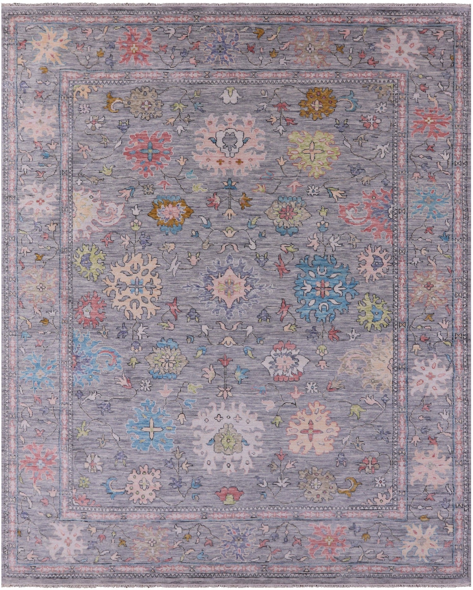 Grey Turkish Oushak Hand Knotted Wool Rug - 12' 2" X 14' 11" - Golden Nile