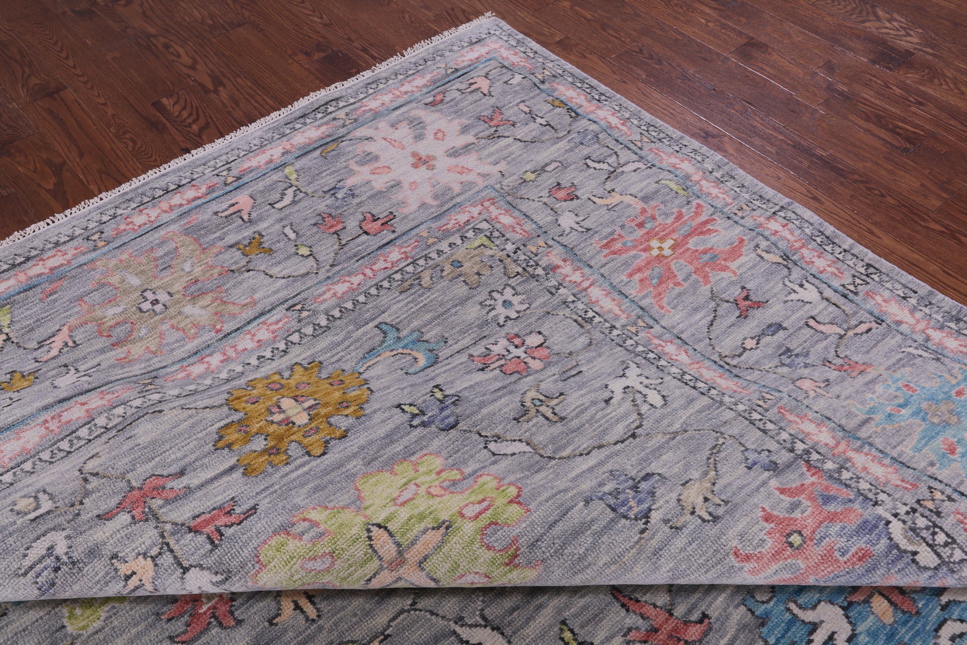 Grey Turkish Oushak Hand Knotted Wool Rug - 12' 2" X 14' 11" - Golden Nile