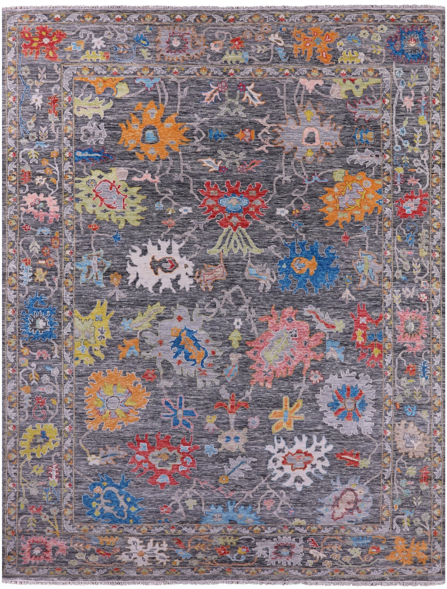 Grey Turkish Oushak Hand Knotted Wool Rug - 11' 11" X 15' 1" - Golden Nile