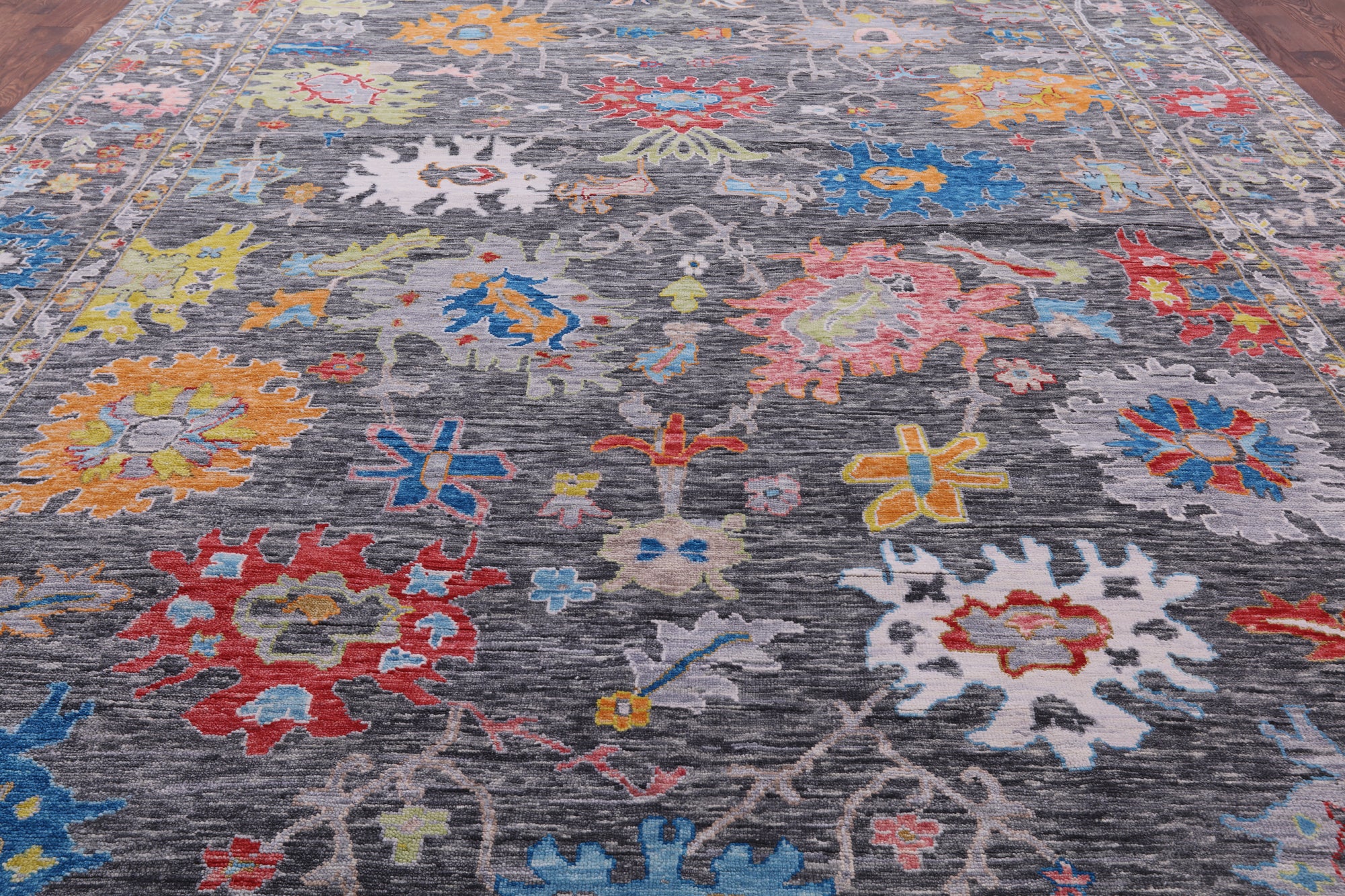 Grey Turkish Oushak Hand Knotted Wool Rug - 11' 11" X 15' 1" - Golden Nile