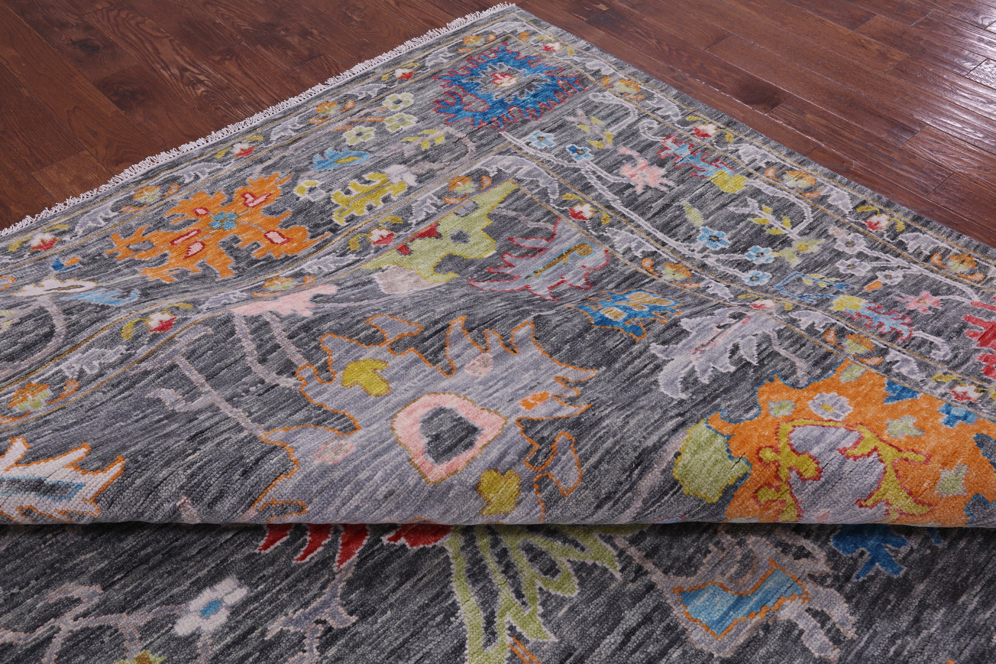 Grey Turkish Oushak Hand Knotted Wool Rug - 11' 11" X 15' 1" - Golden Nile