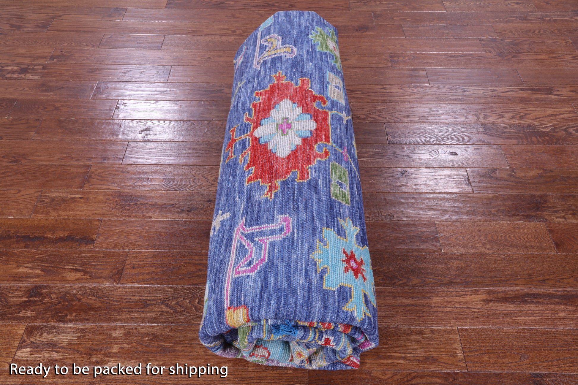 Blue Turkish Oushak Hand Knotted Wool Rug - 11' 10" X 12' 2" - Golden Nile
