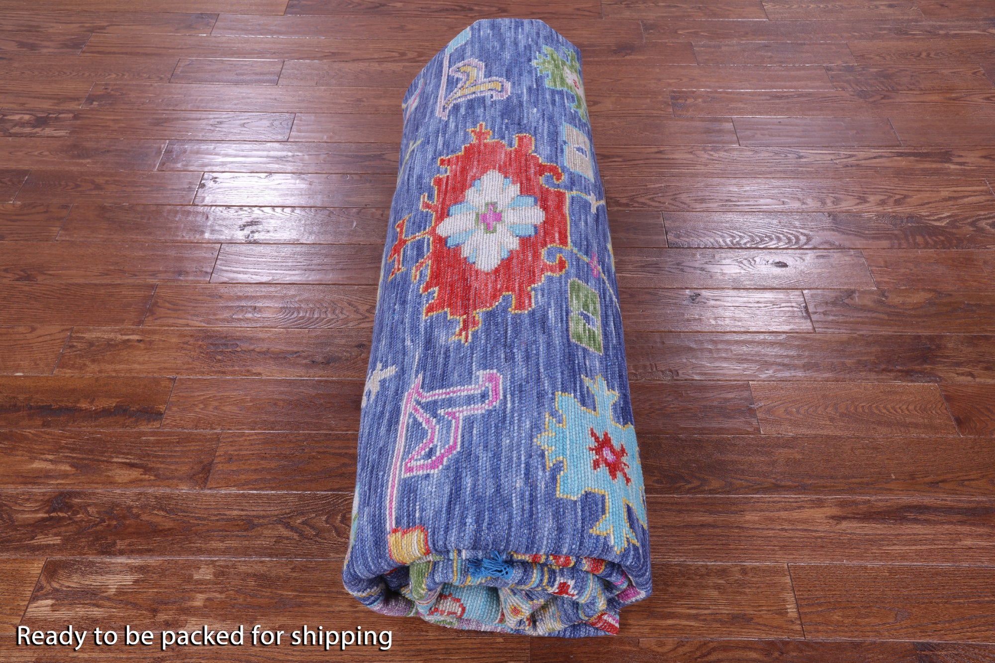 Blue Turkish Oushak Hand Knotted Wool Rug - 11' 10" X 12' 2" - Golden Nile