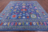 Blue Turkish Oushak Hand Knotted Wool Rug - 11' 10" X 12' 2" - Golden Nile