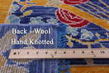 Blue William Morris Hand Knotted Wool Rug - 12' 0" X 15' 0" - Golden Nile