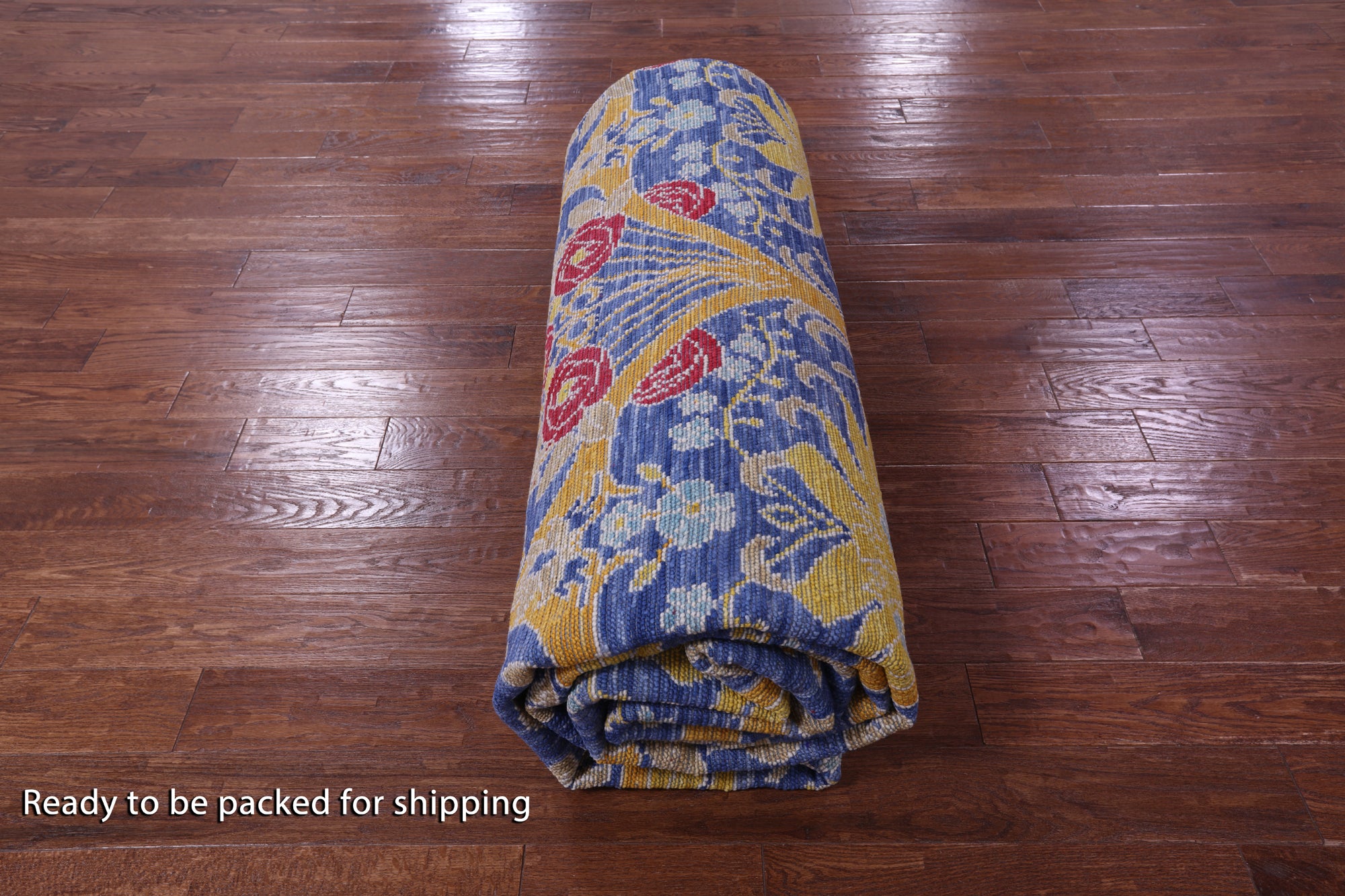 Blue William Morris Hand Knotted Wool Rug - 12' 0" X 15' 0" - Golden Nile