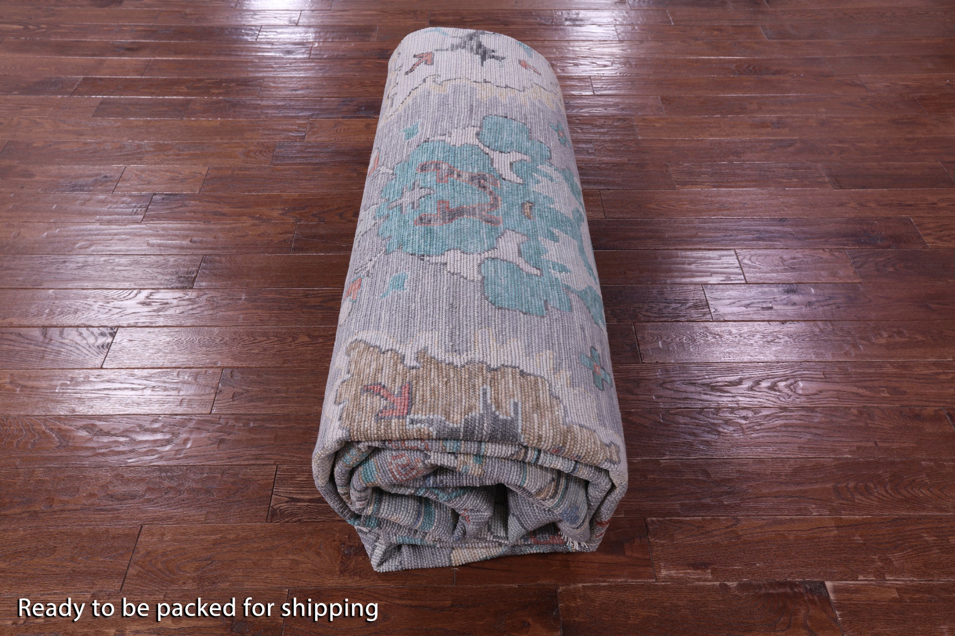 Grey Turkish Oushak Hand Knotted Wool Rug - 12' 4" X 14' 11" - Golden Nile