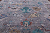 Grey Turkish Oushak Hand Knotted Wool Rug - 12' 4" X 14' 11" - Golden Nile
