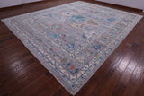 Grey Turkish Oushak Hand Knotted Wool Rug - 12' 4" X 14' 11" - Golden Nile